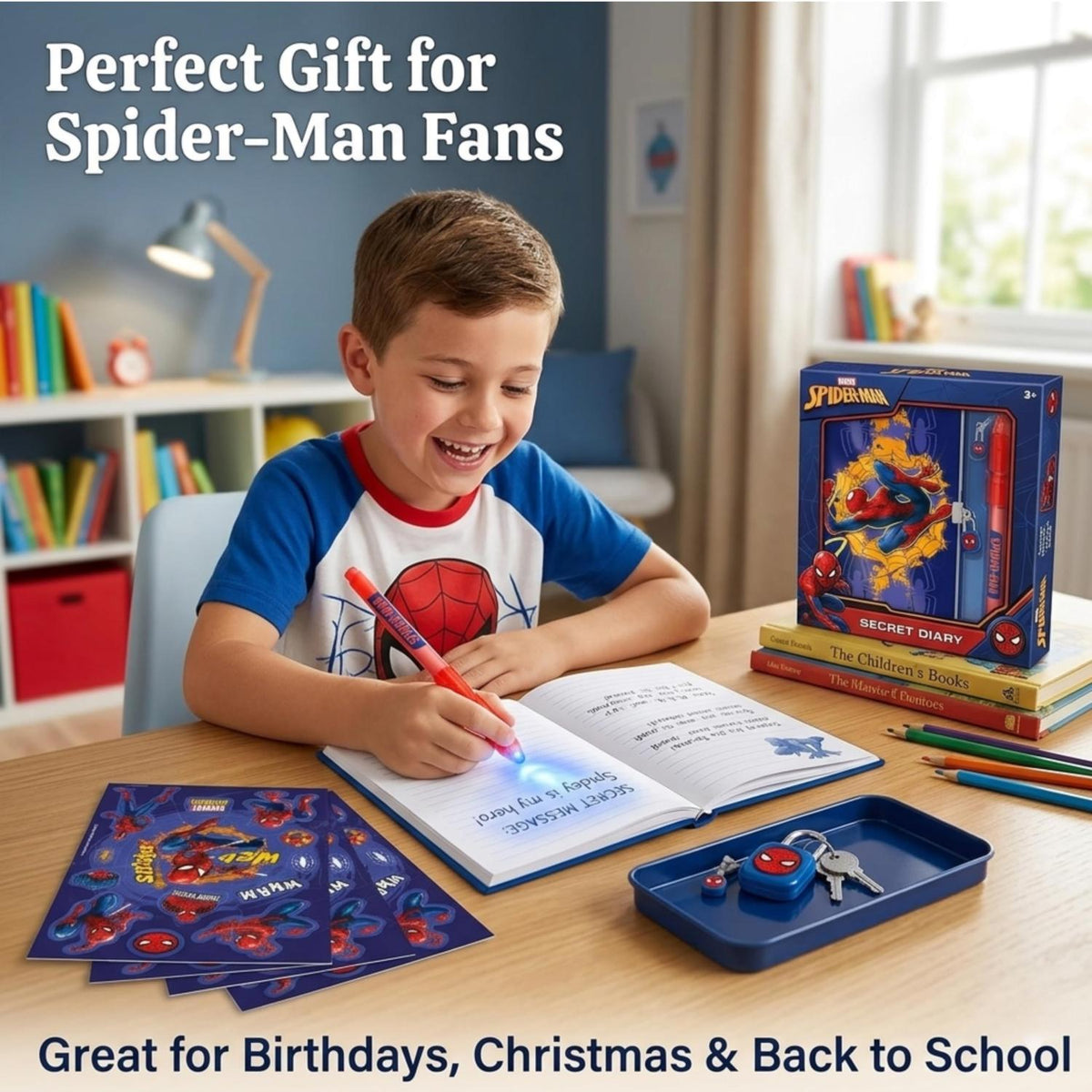 Spider-Man Kids Licensed Secret Diary & Magic Ink Pen Stationery Set – view 2