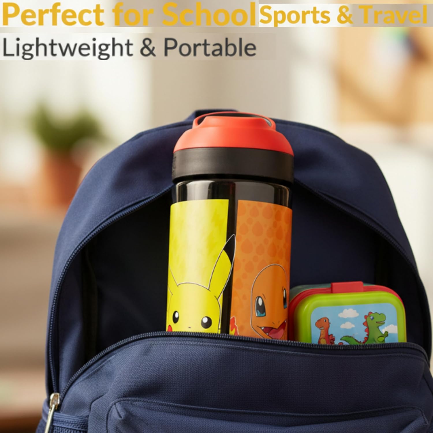 Kids 475ml Water Bottle with Straw Leak-Proof BPA-Free