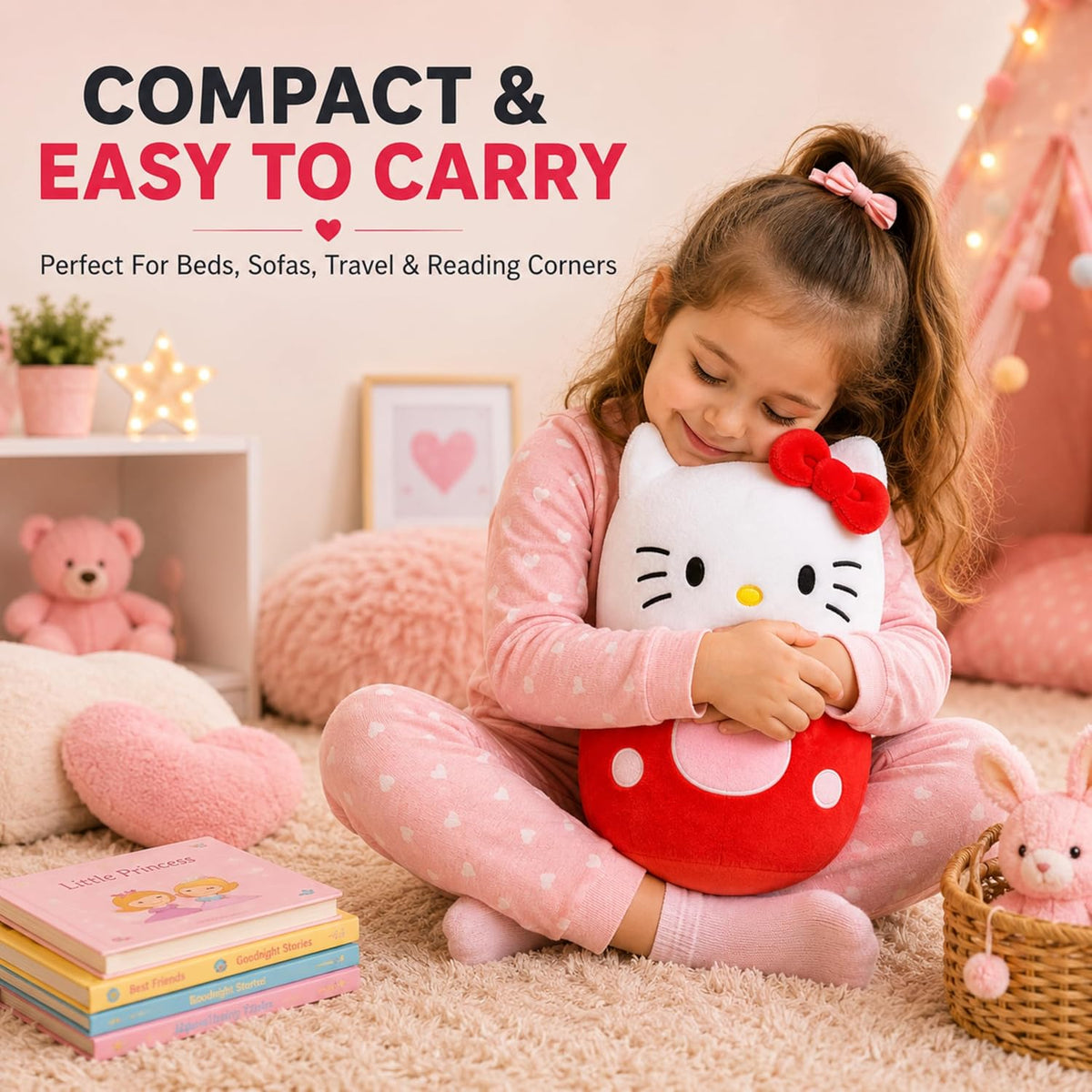 Hello Kitty Pink Kids Licensed Oval Plush Pillow 25cm – view 7