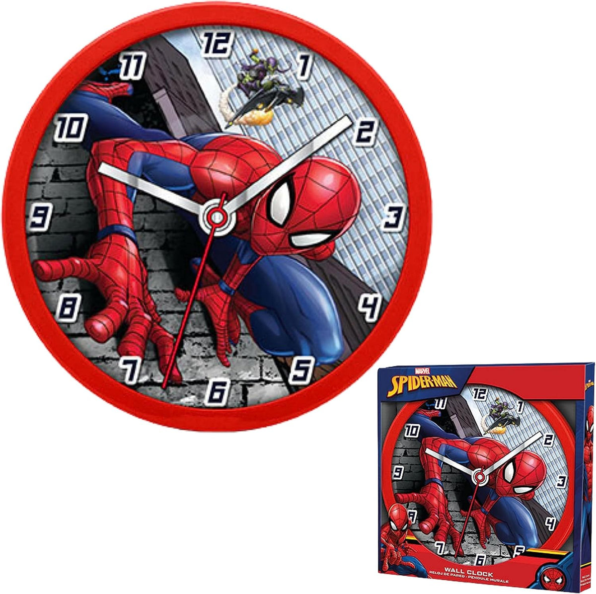 Spider-Man Kids Licensed Round Wall Clock 25cm