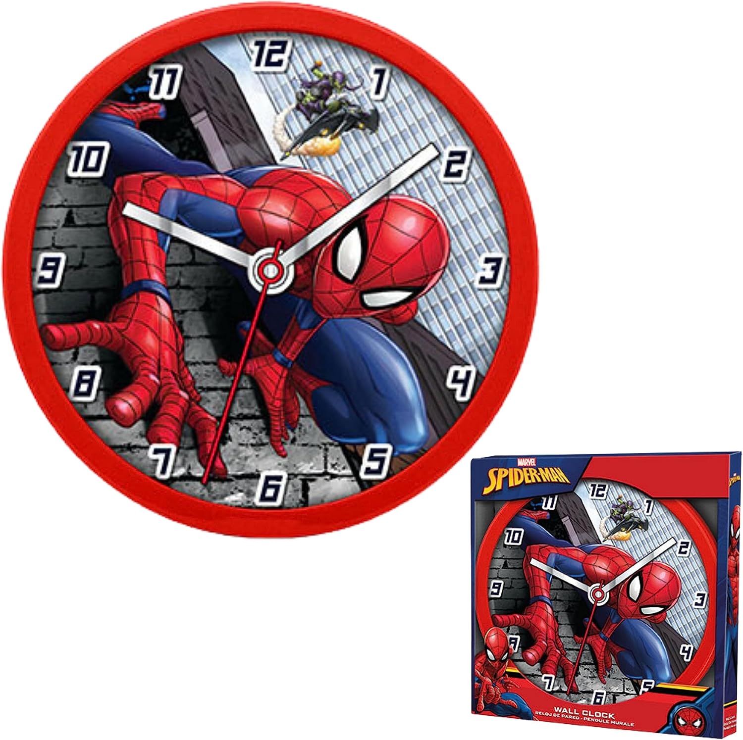 Kids Round Wall Clock 25cm - Spiderman