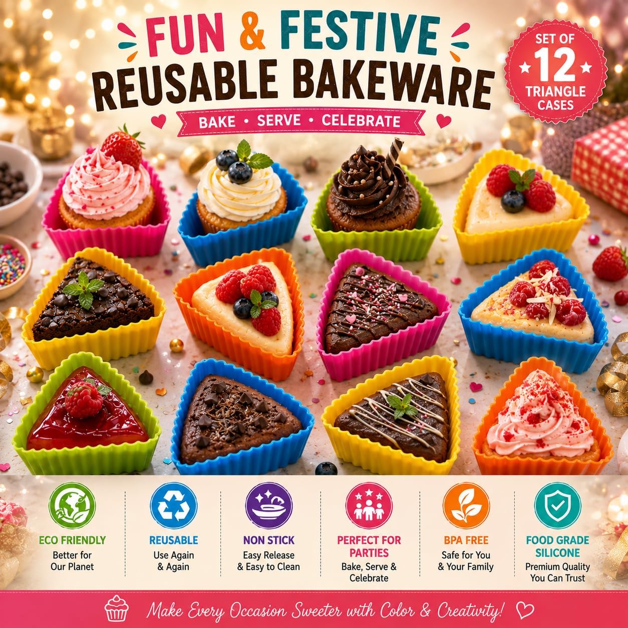 6cm Triangle Silicone Baking Moulds