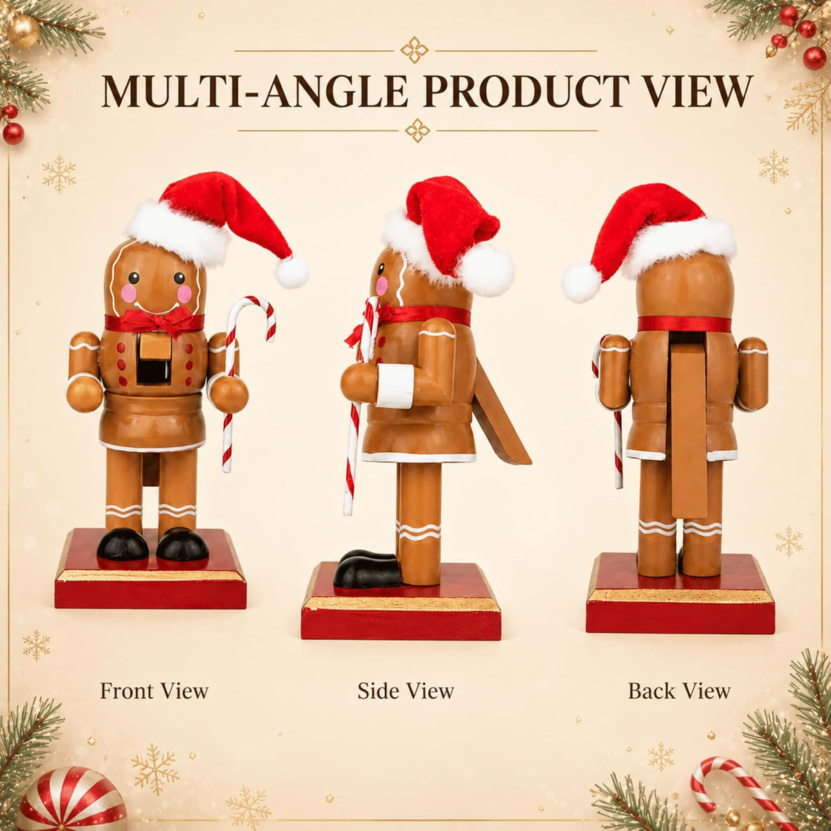 Wooden Gingerbread Christmas Nutcracker Figure Decoration 18cm