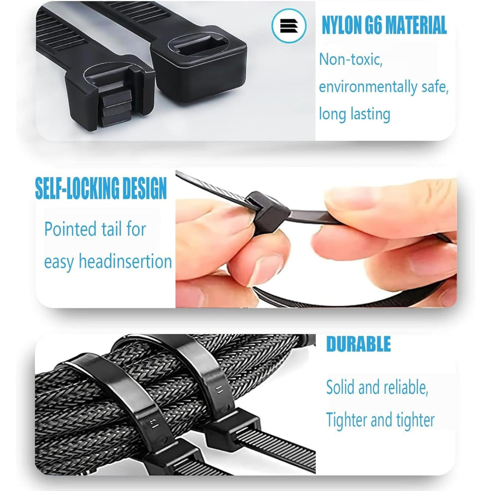 200Pk Black Cable Ties