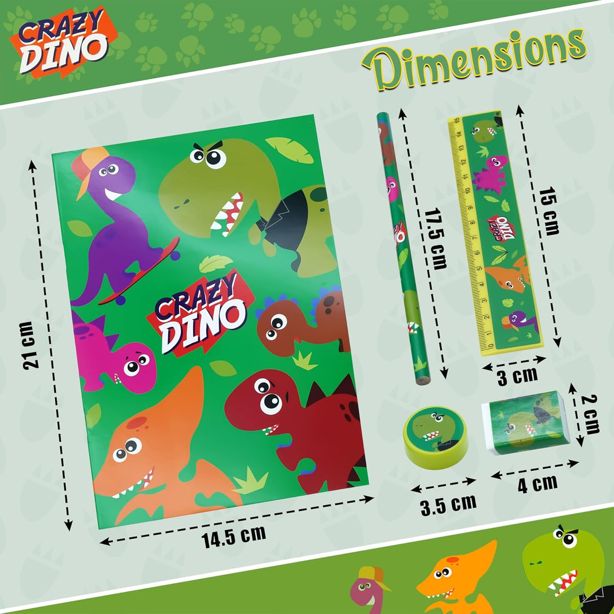 Crazy Dino Kids Licensed School Stationery Set – view 5