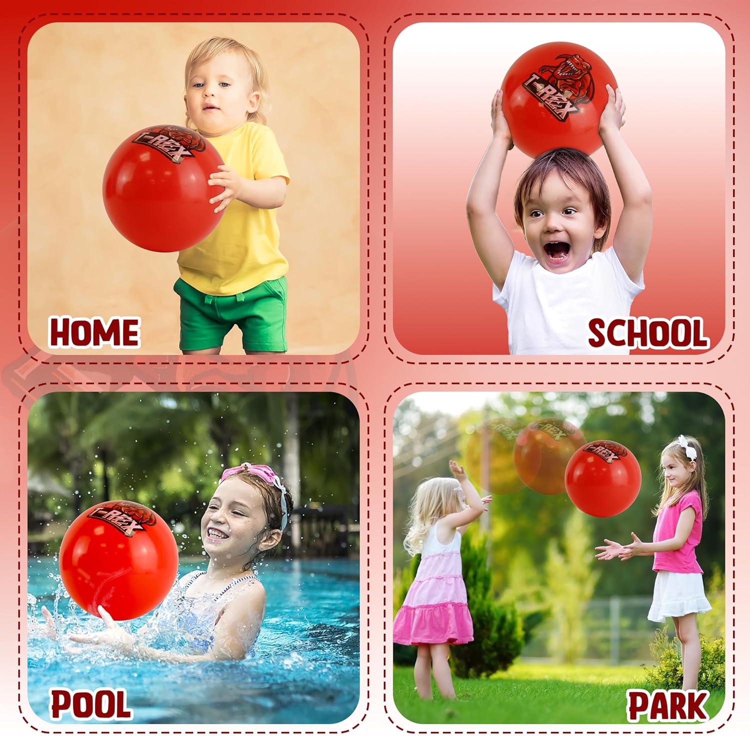 9in Inflatable Dinosaur Ball Random Colour