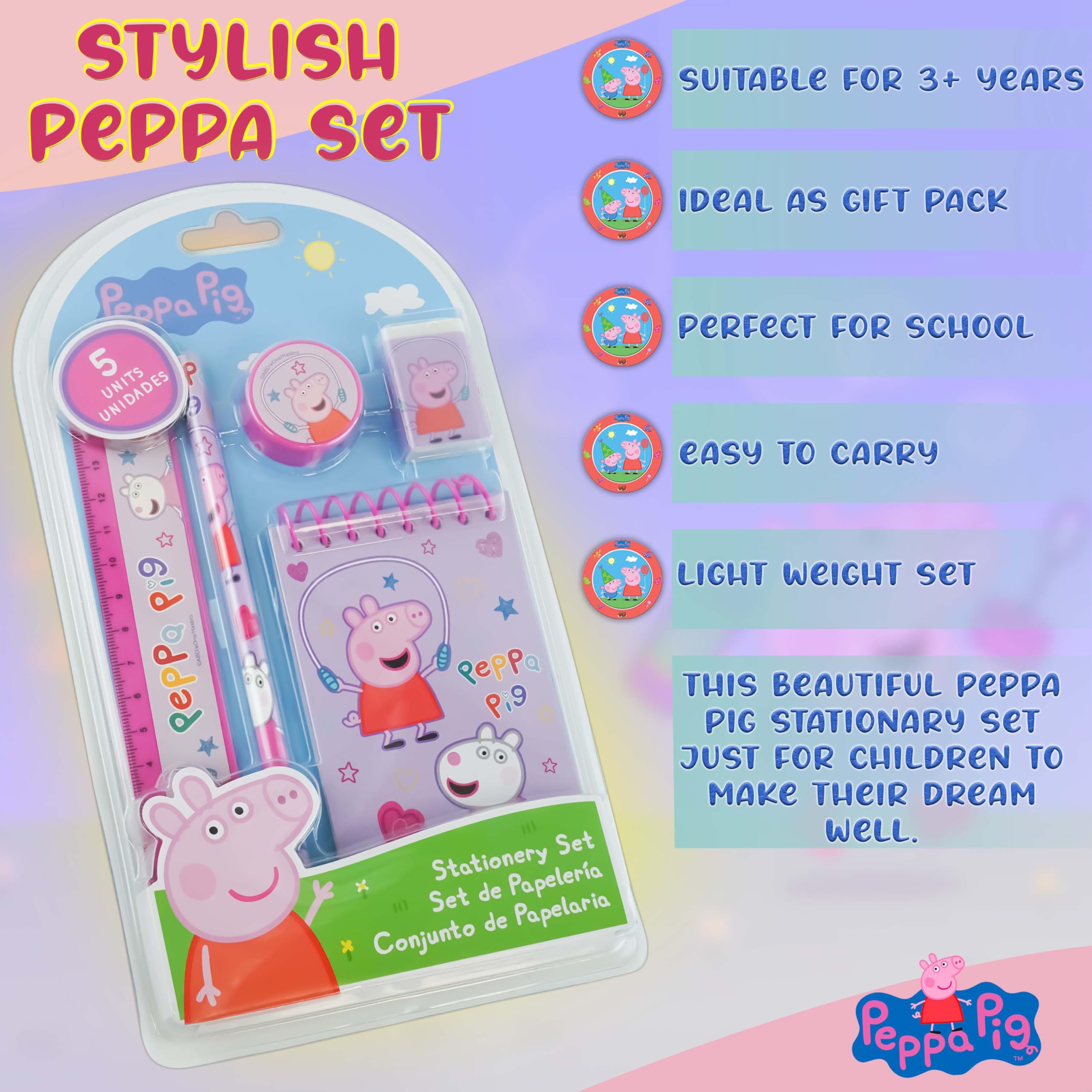 5PCs School Stationery Set - Assorted