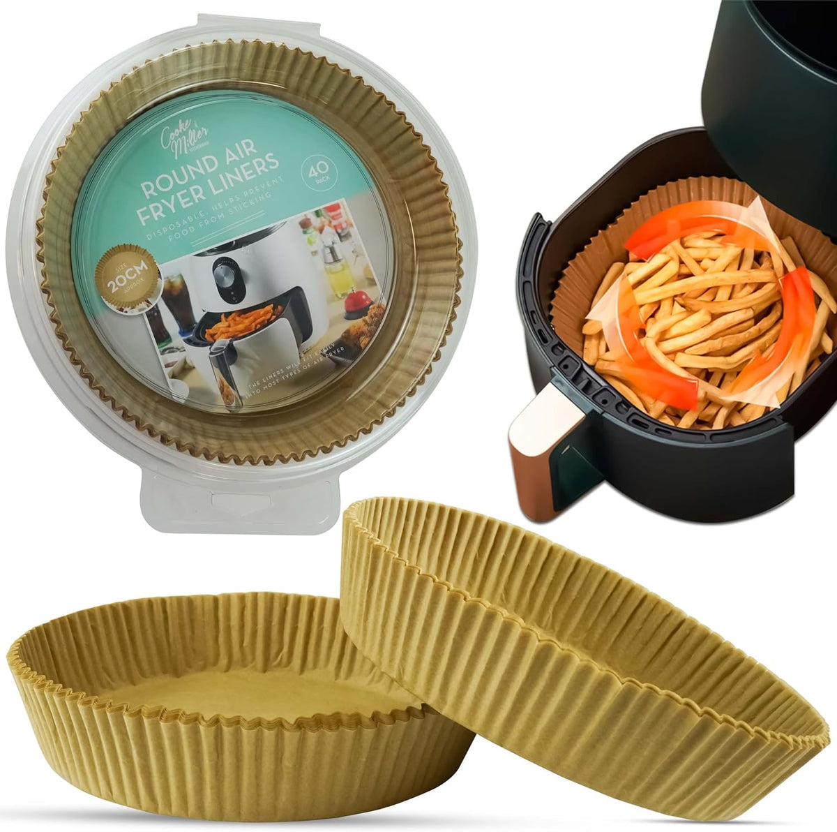 40Pcs Disposable Air Fryer Liners Round 20cm