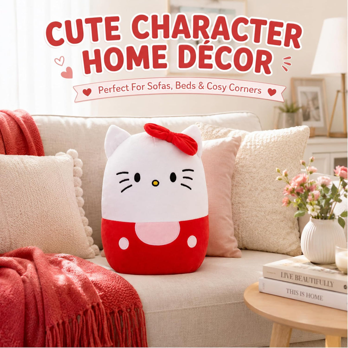Hello Kitty Pink Kids Licensed Oval Plush Pillow 25cm – view 3