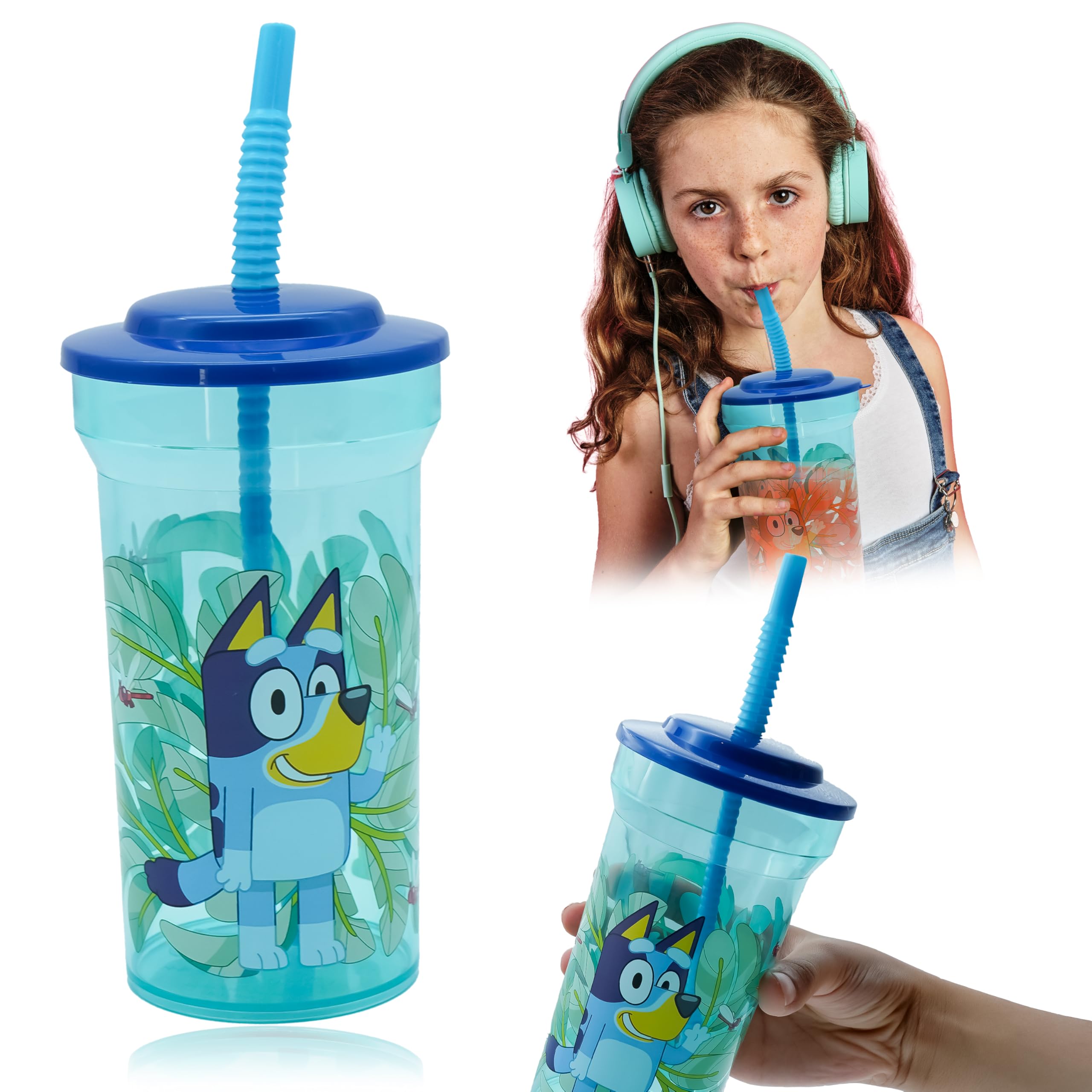 Kids Water Tumbler with Straw, 460ml