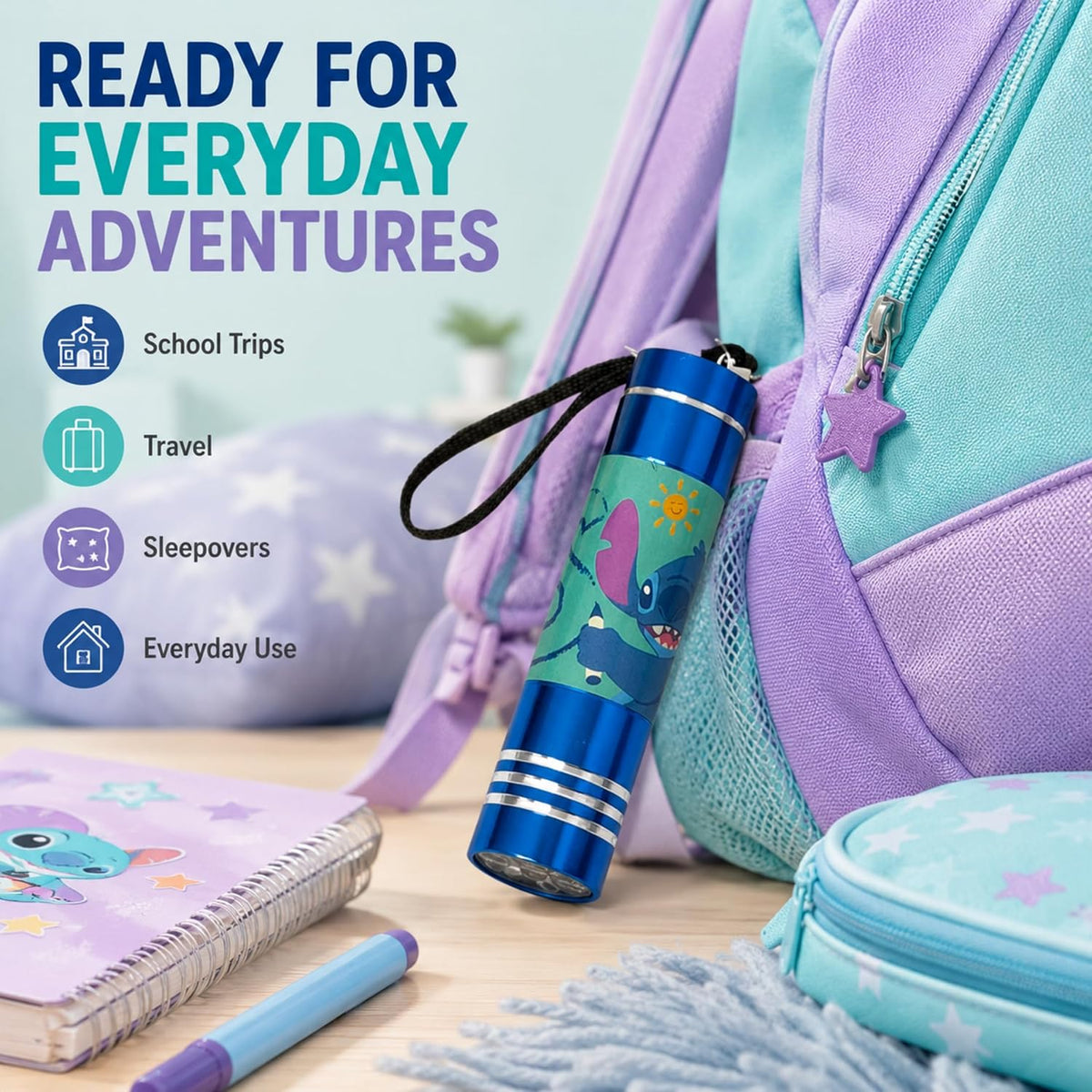 Disney Stitch 9 LED Mini Pink Flashlight 8.7cm