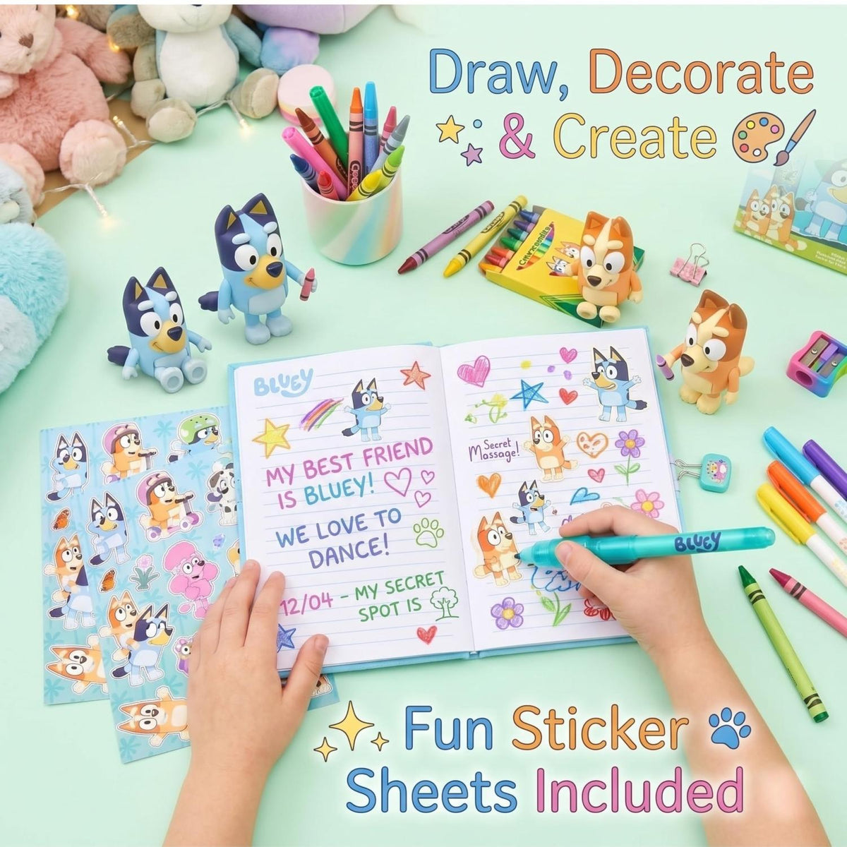 Bluey Kids Licensed Secret Diary & Magic Ink Pen Stationery Set – view 6