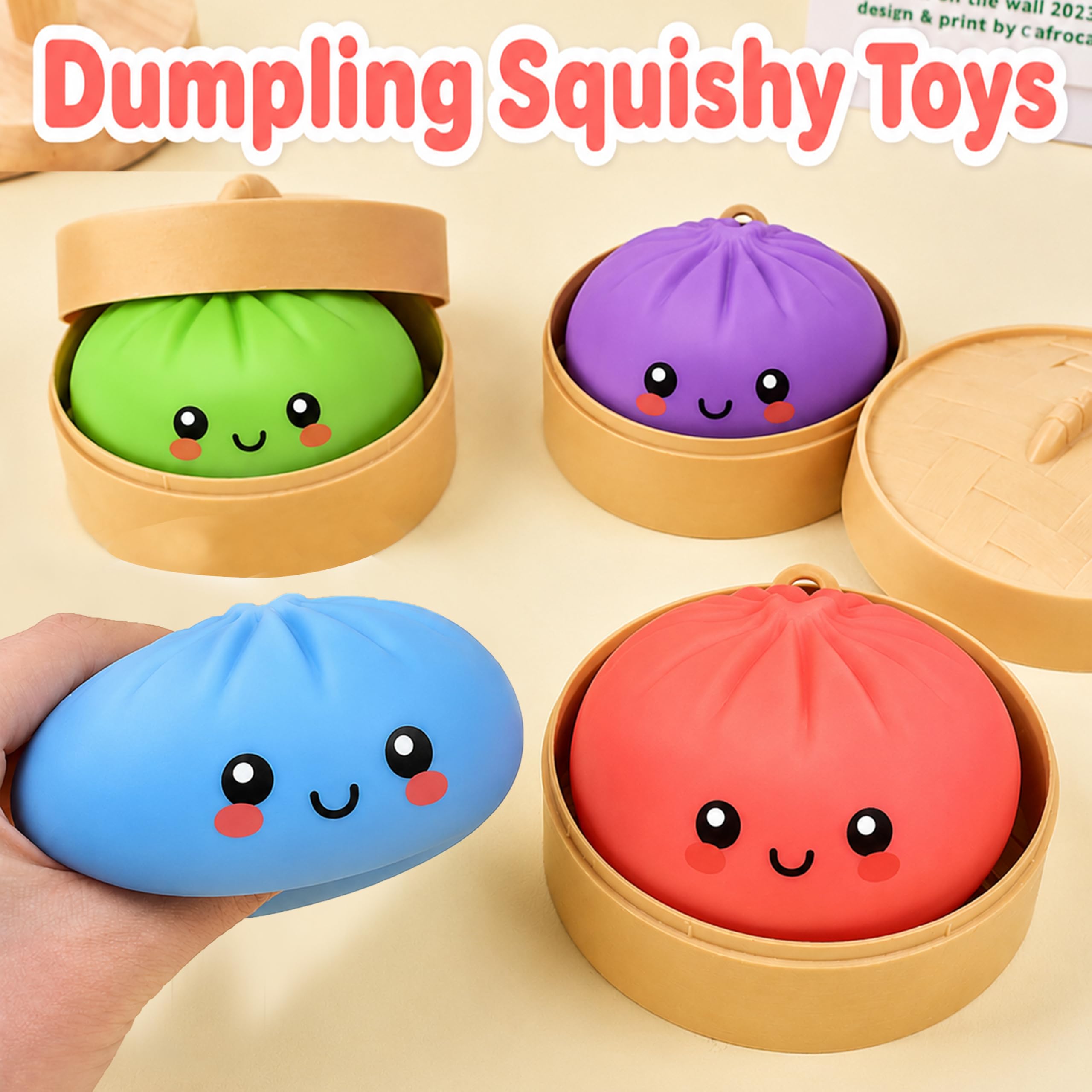 1x Random Colourful Dumpling Squishy Toy, 8.5cm