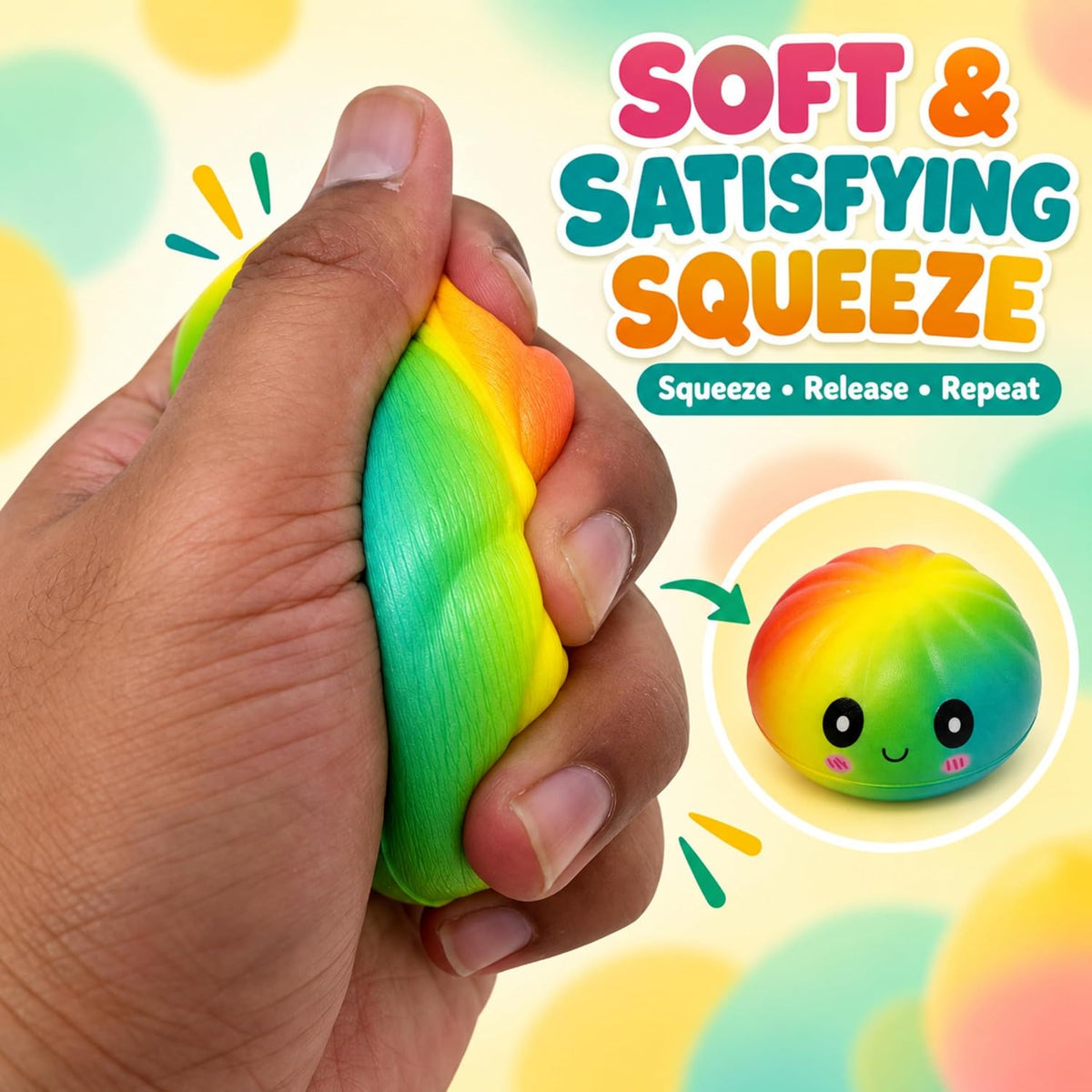 Slow Rise Rainbow Squishy Dumpling - 8.5cm