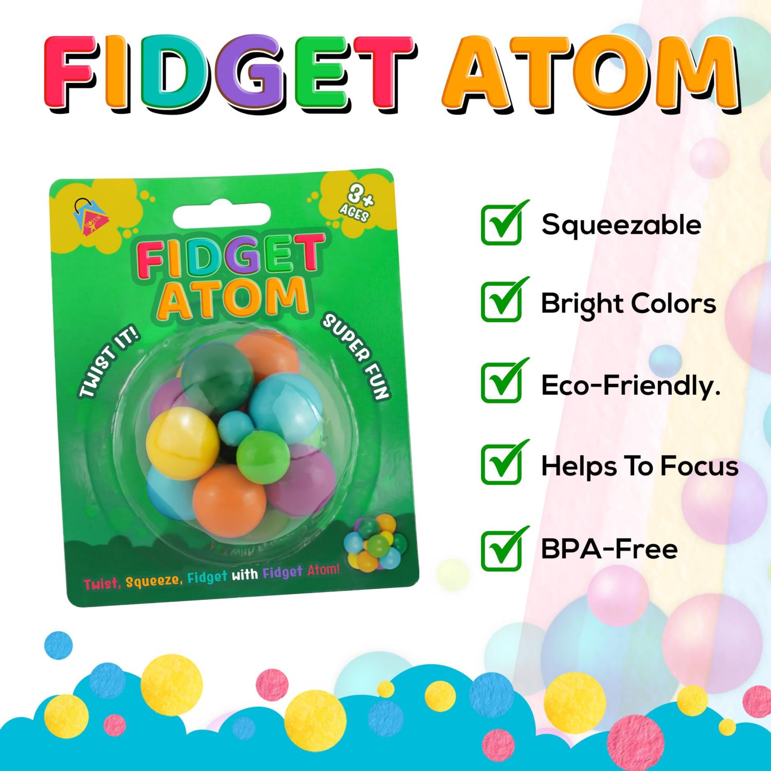 Rainbow Atom Fidget Ball - 7cm