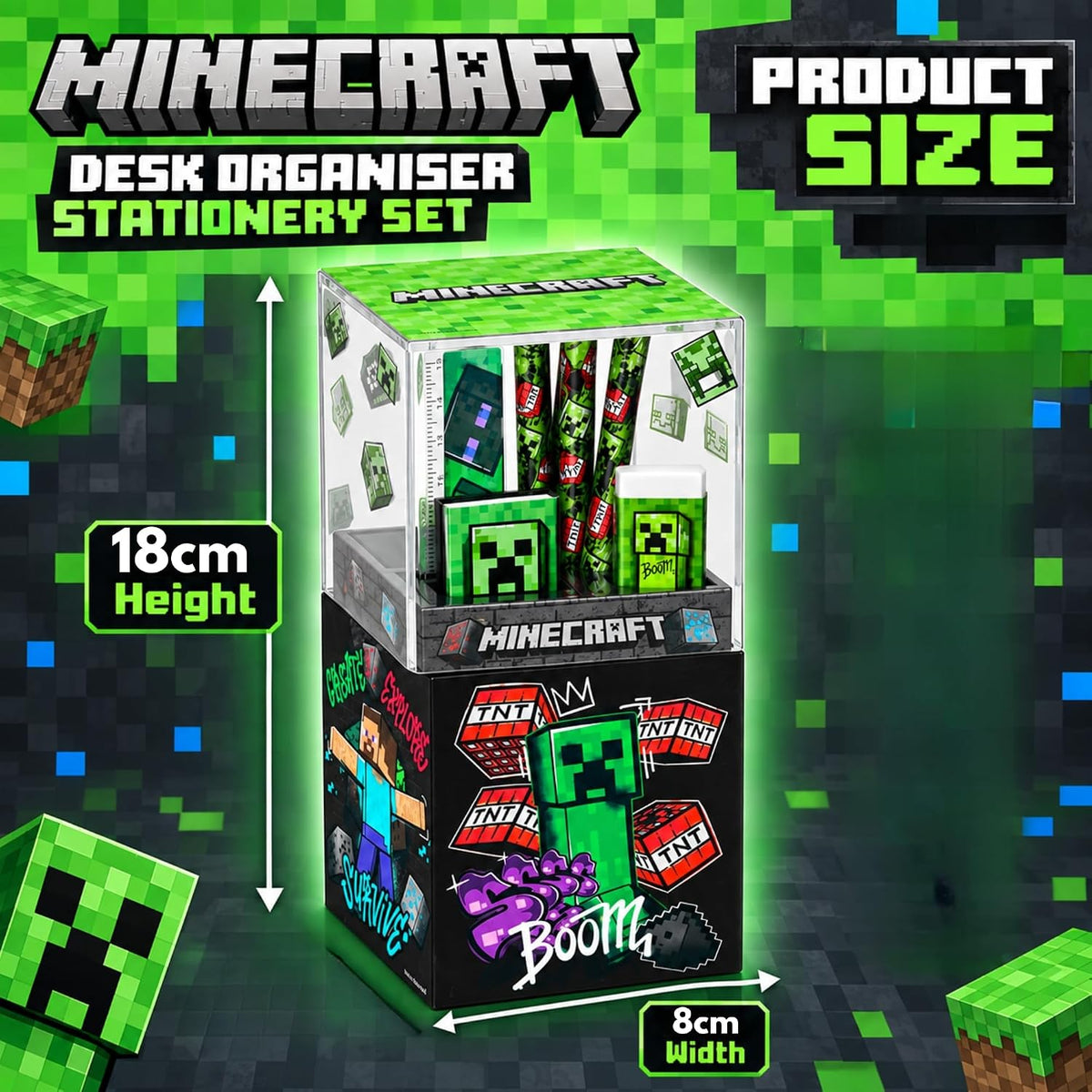 Minecraft Desk Caddy Stationery Set 7Pcs