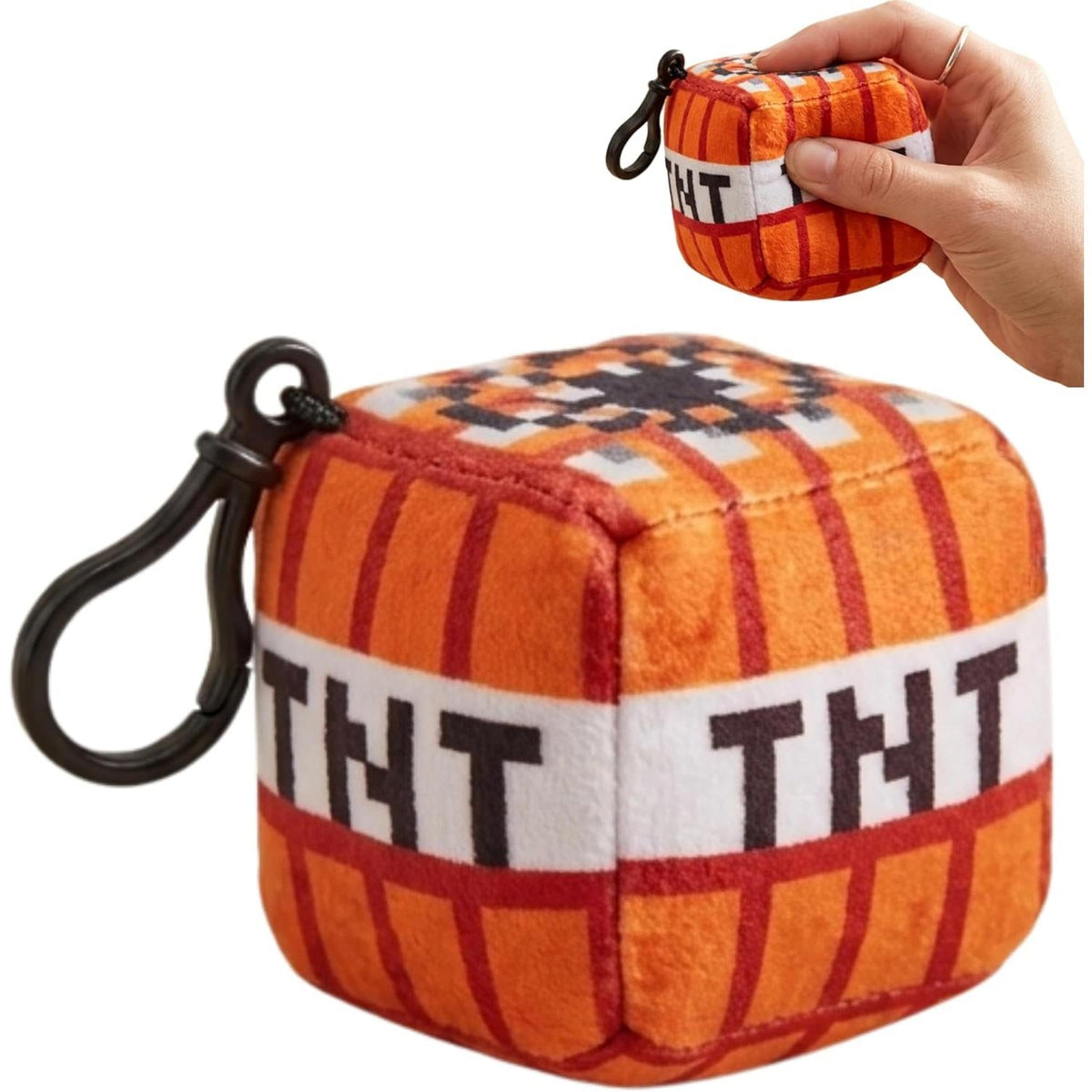 Minecraft TNT Kids Licensed Minecraft Plush Cube Clip-On Keychain