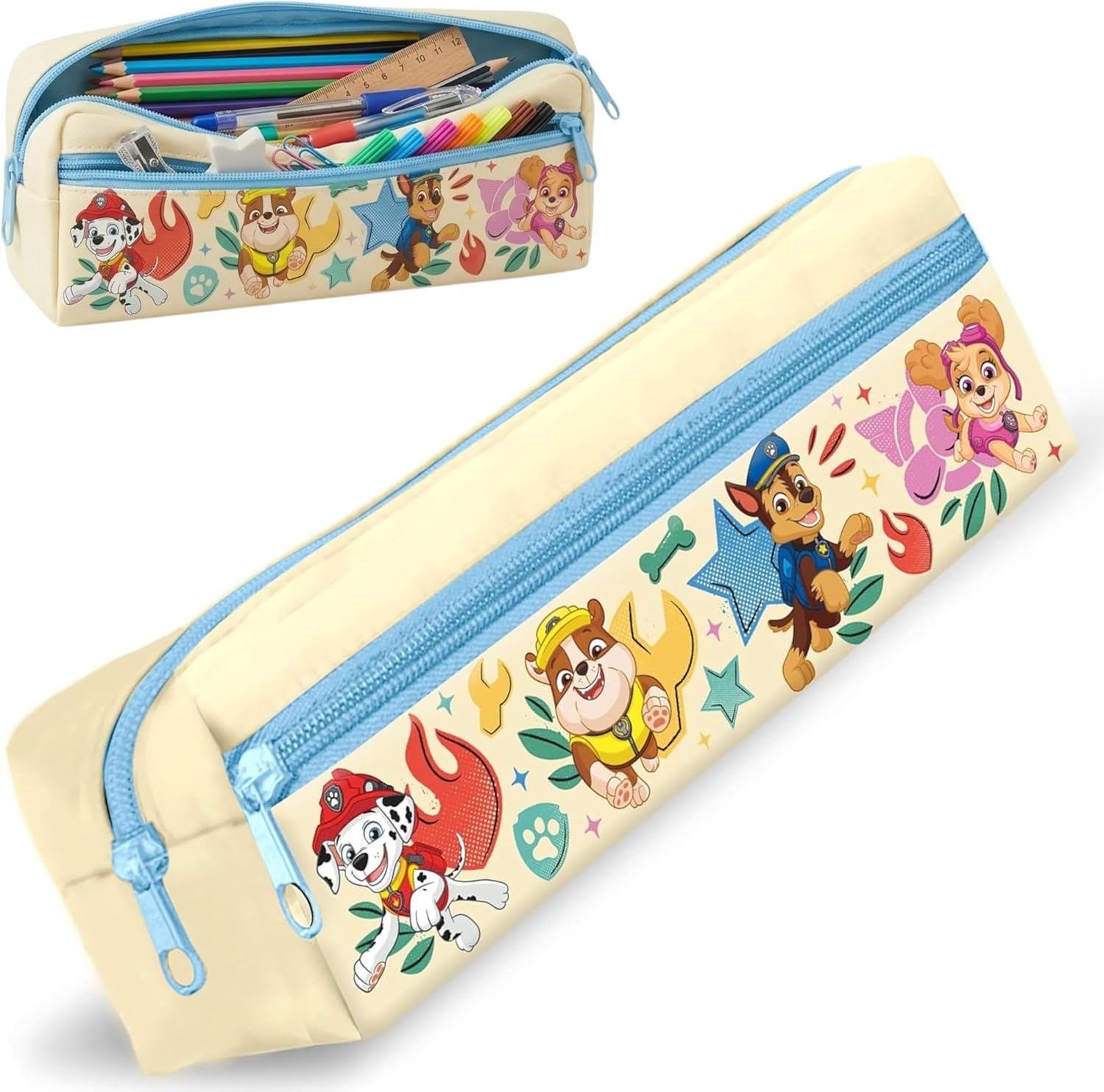 Kids Double Compartment Pencil Case 22cm Zip Stationery Pouch