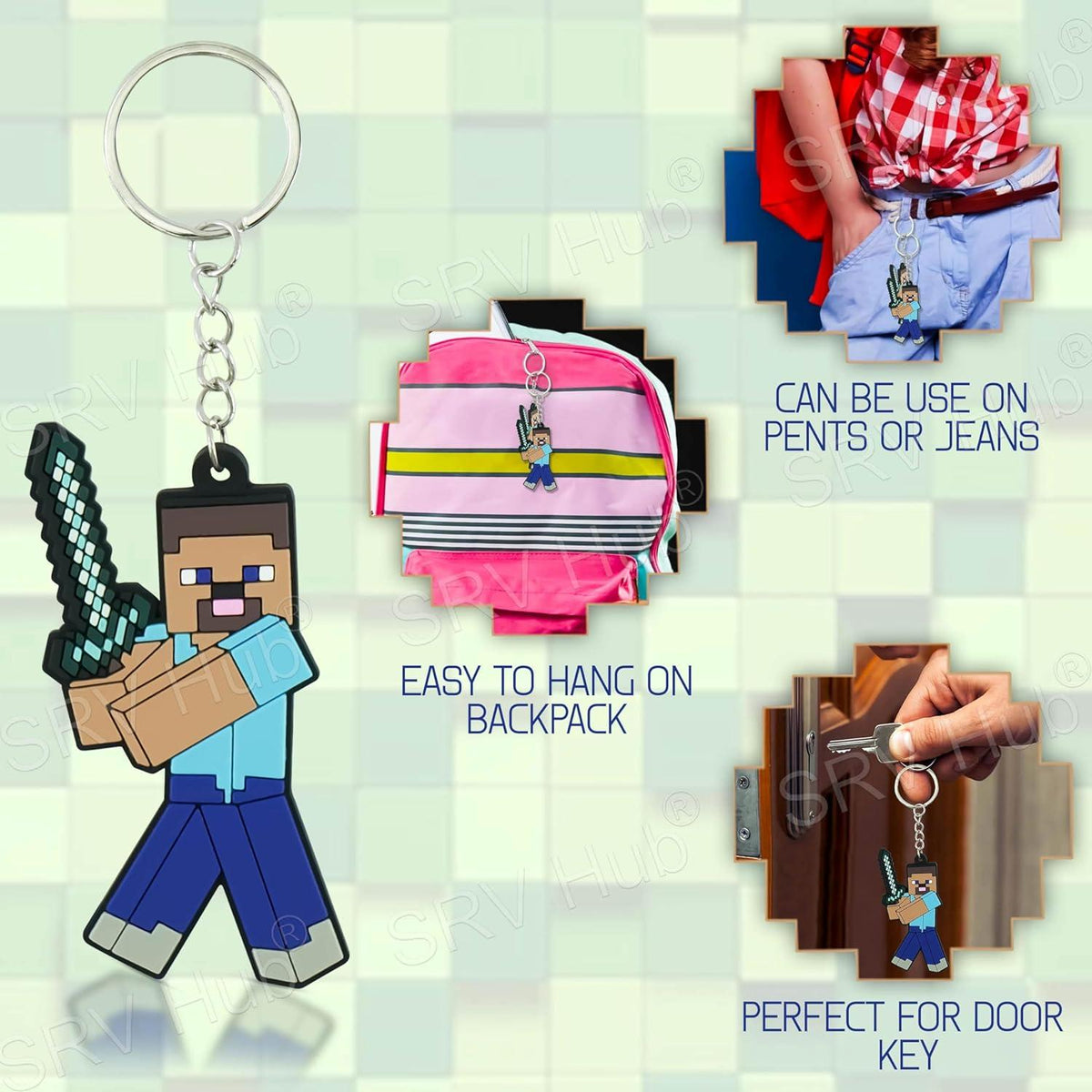 Minecraft Steve Kids Licensed Soft PVC Minecraft Key Chain – view 4