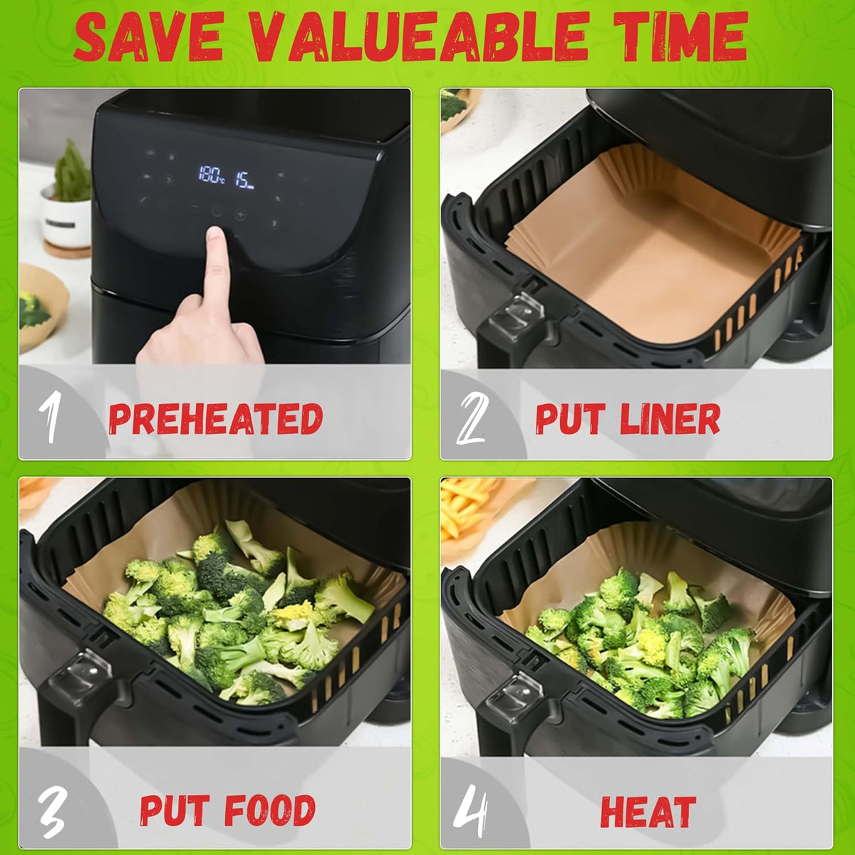 20cm Square Air Fryer Liners 40Pcs – view 6