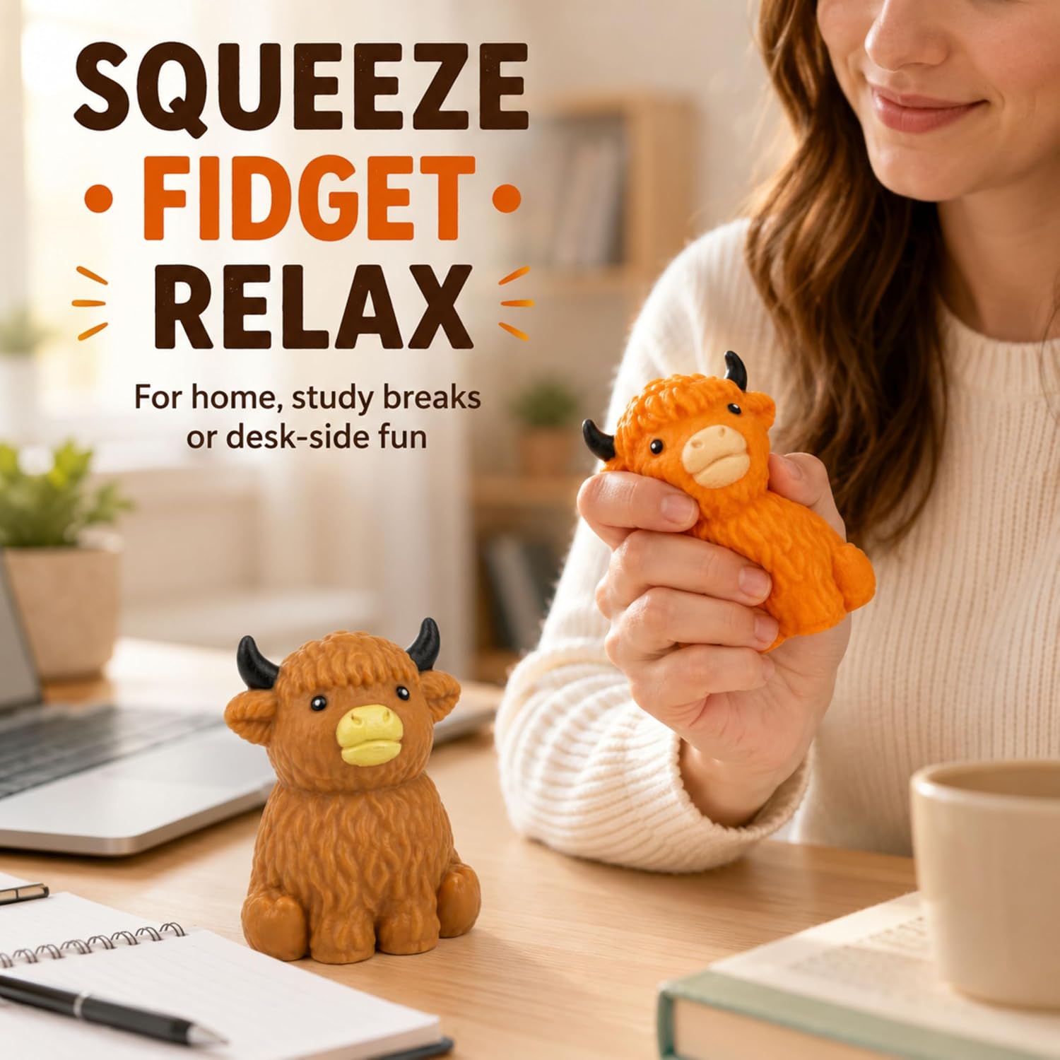 Random Highland Cow Squishy Fidget Toy - 9cm