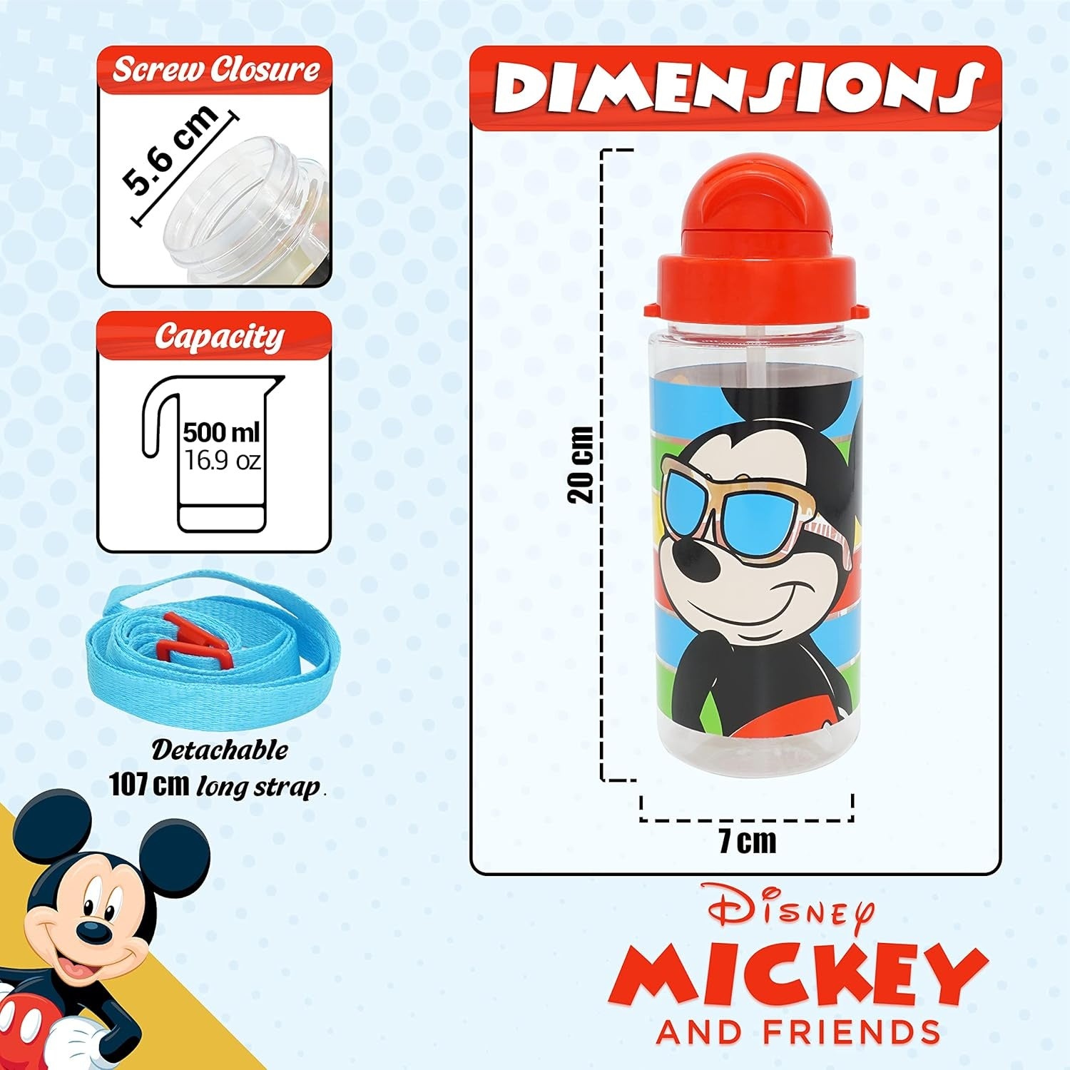 500ml Tritan Water Bottle with Strap for Children