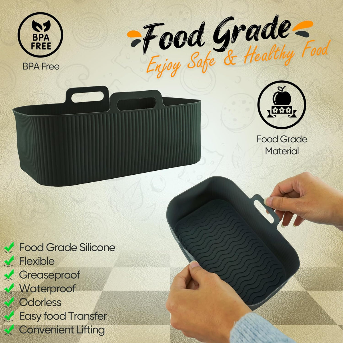 Silicone Non-Stick Air Fryer Liner - Rectangle 20cm – view 3