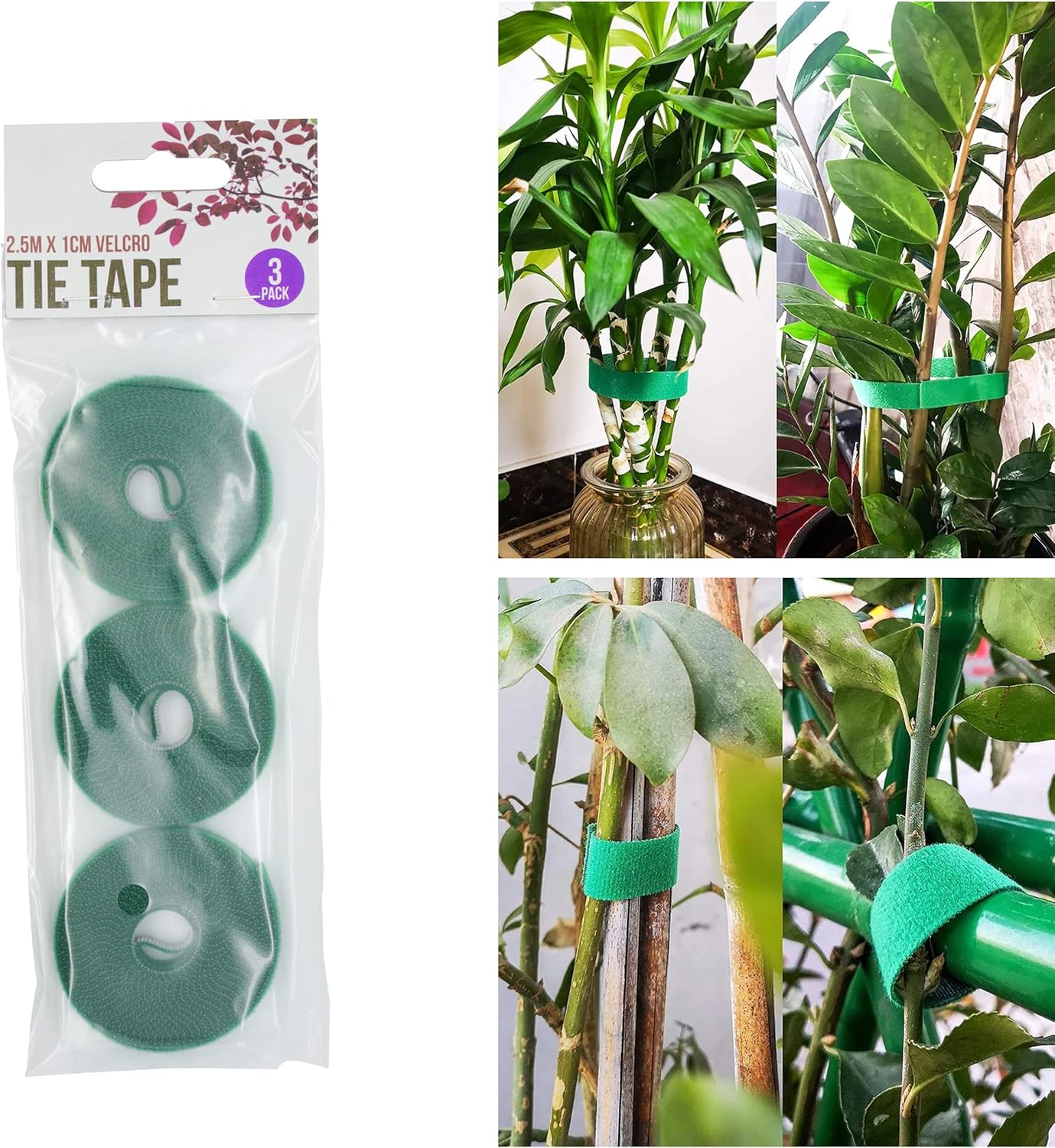 3Pcs Reusable Self Adhesive Plant Tie Tape - 250cm