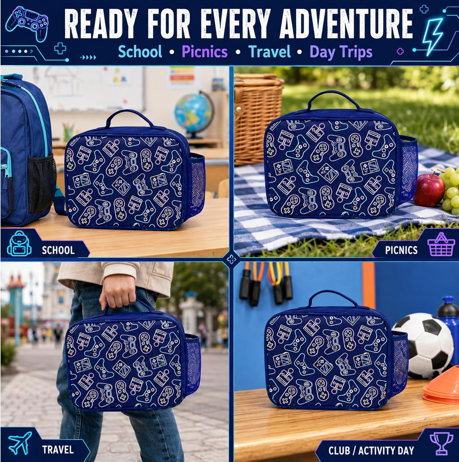 23cm Boys Thermal Lunch Bag