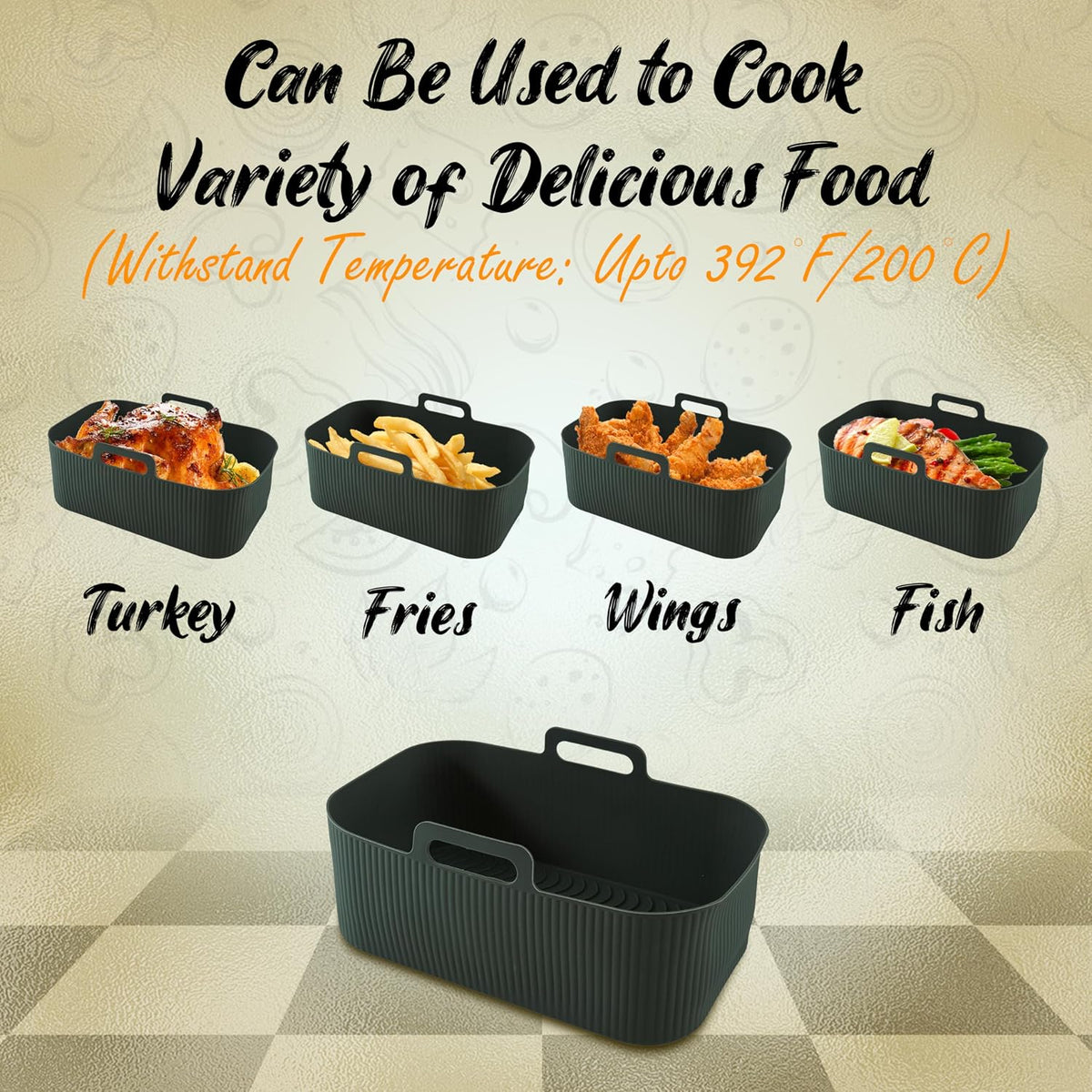 Silicone Non-Stick Air Fryer Liner - Rectangle 20cm – view 5