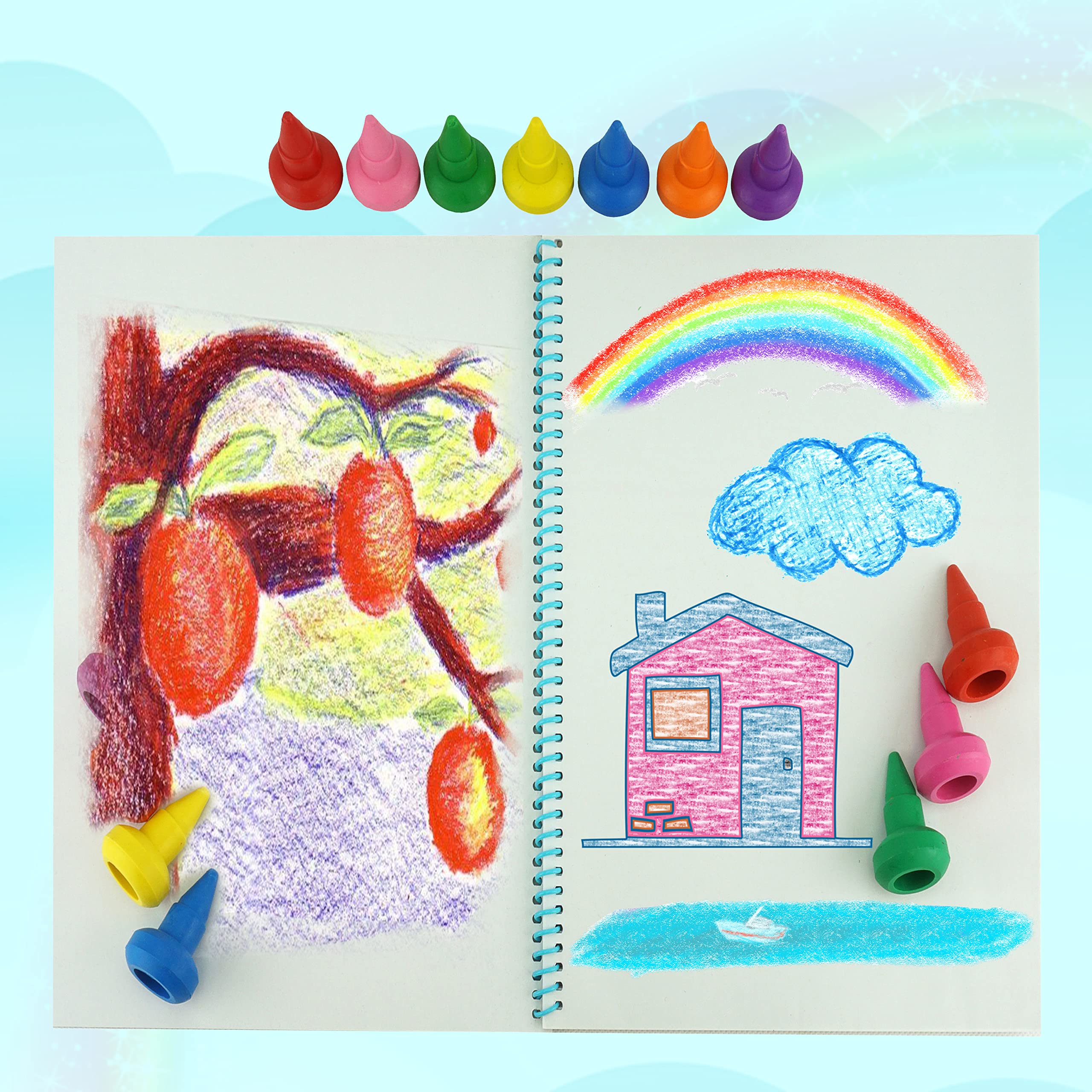 Kids Easy Grip Stackable & Non-Toxic Wax Crayons