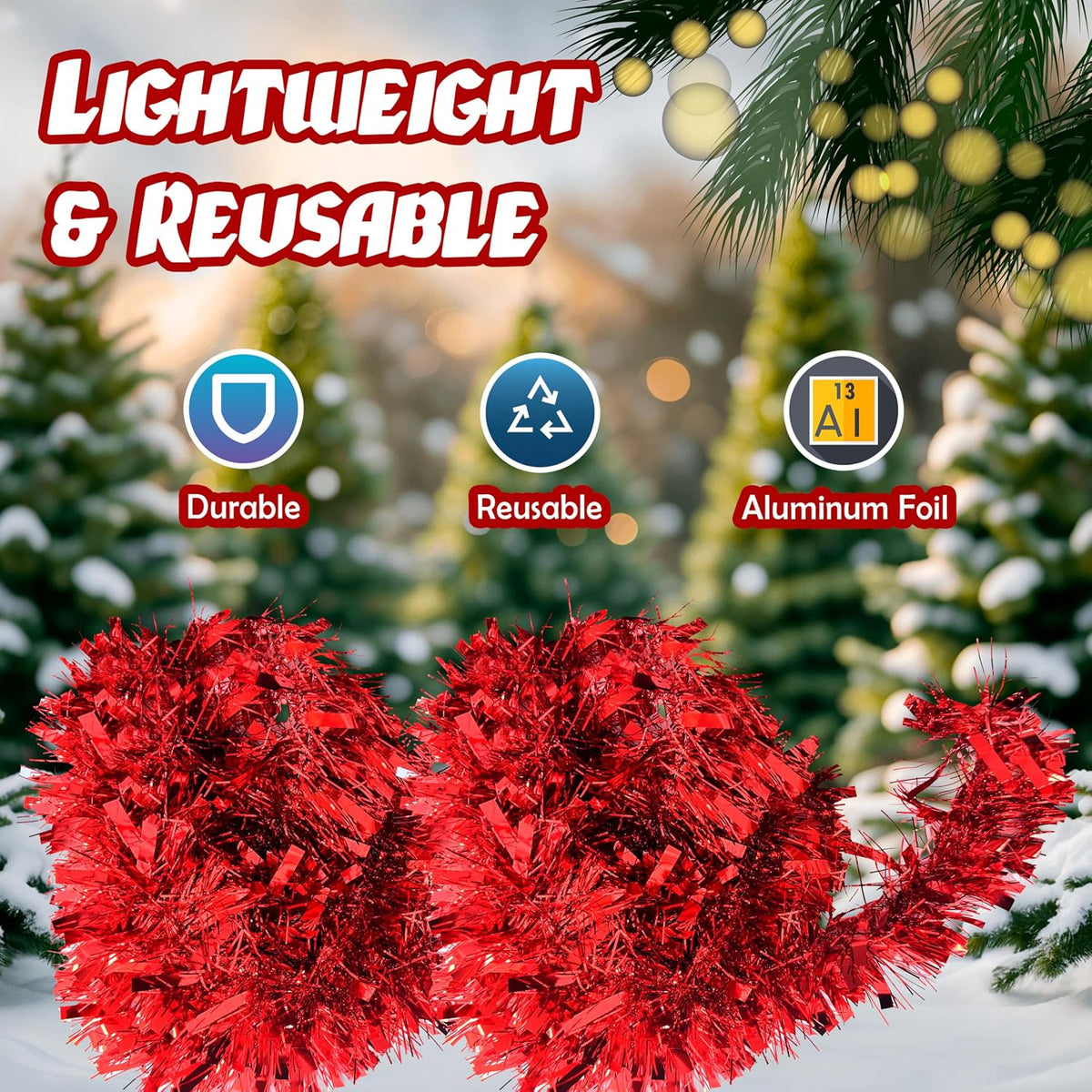 Chunky Tinsel Garland 2m - Christmas Tree Decoration