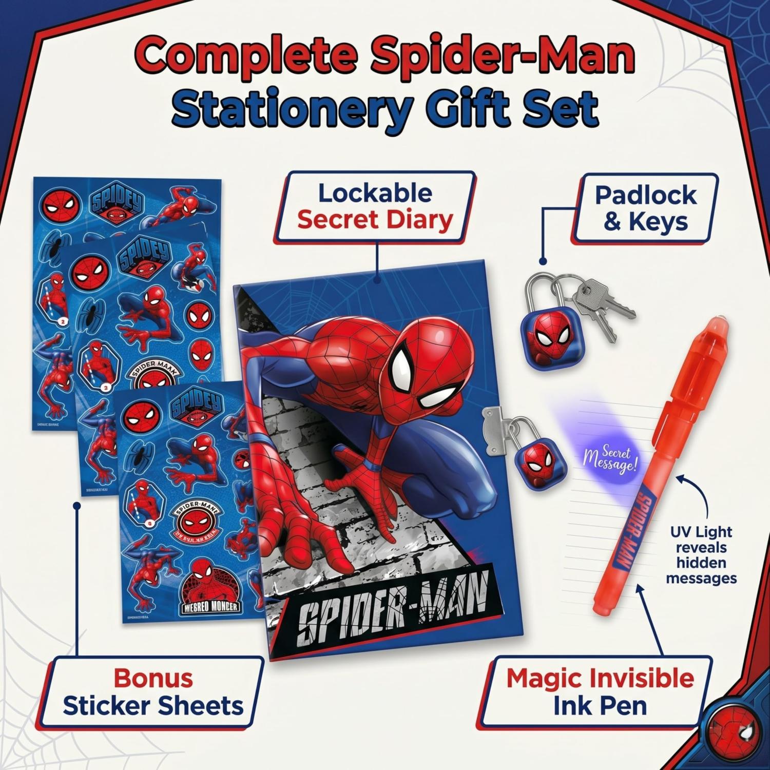 Kids Secret Diary & Magic Ink Pen Stationery Set - Assorted