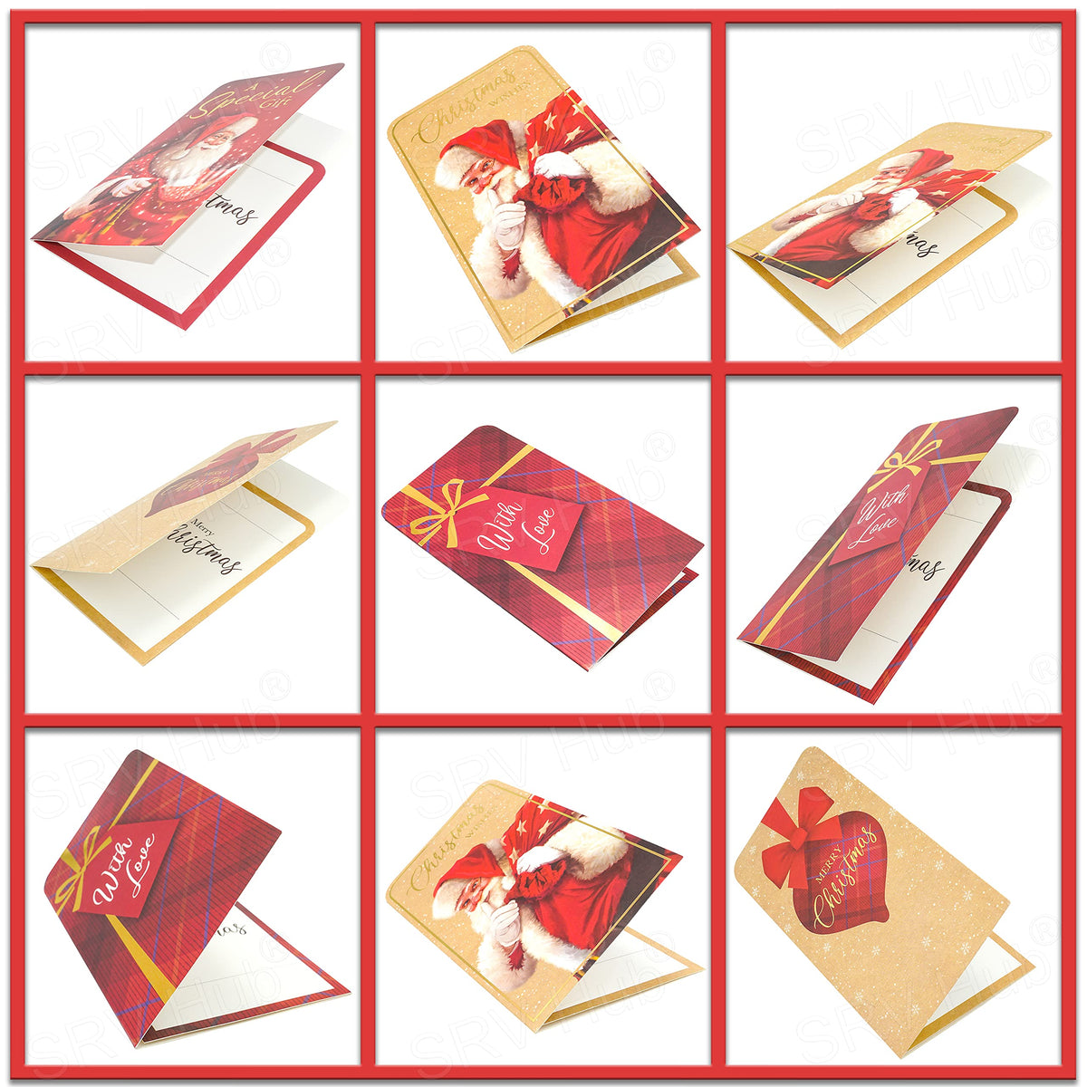 Traditional Christmas Money Wallet Cards 4Pcs with Envelopes