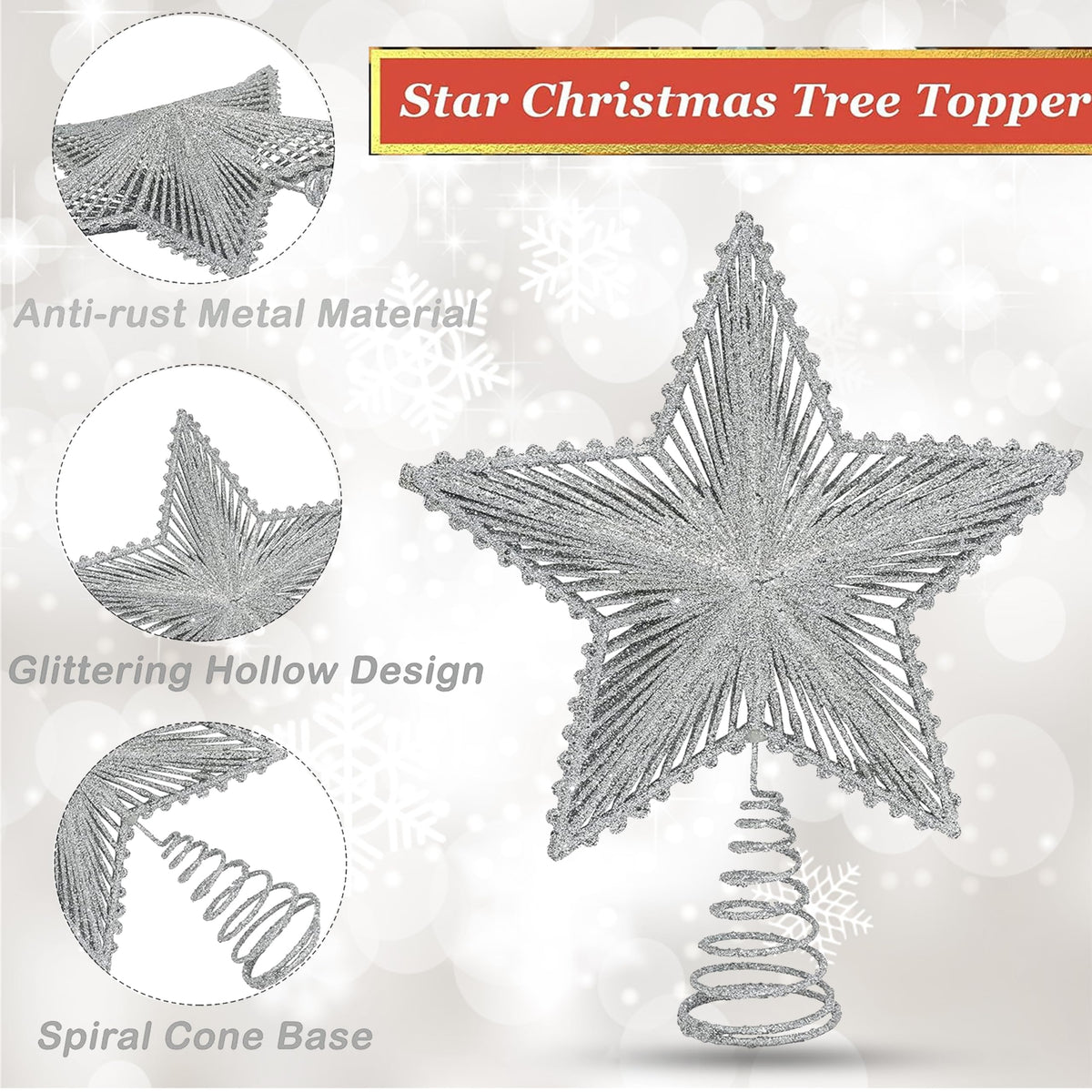 Glitter Star Christmas Tree Topper