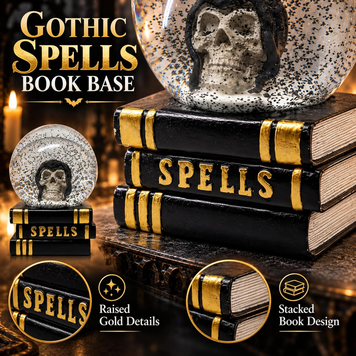 Halloween Snow Globe Decoration with Skull Head 18cm