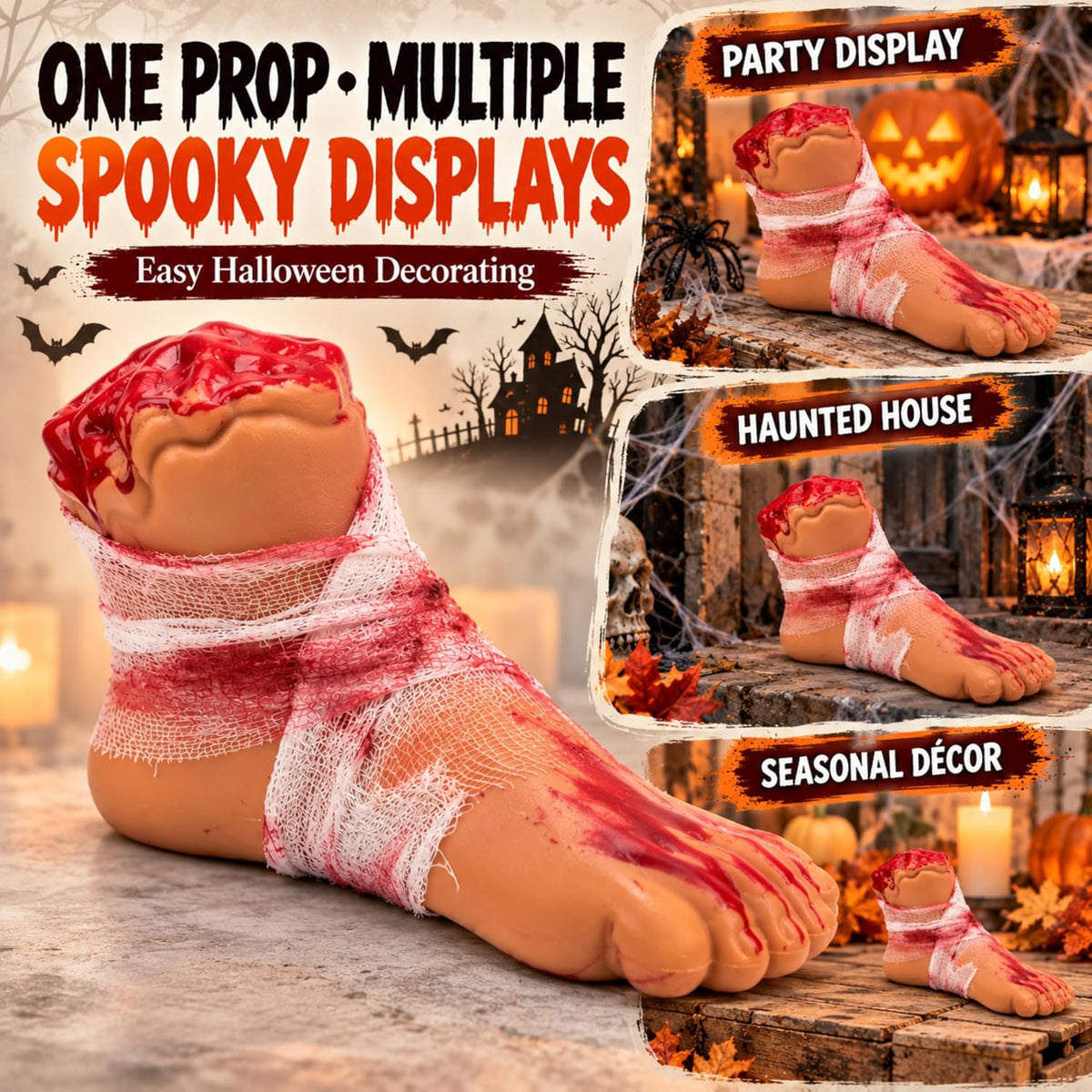 Halloween Bloodied Severed Foot Decorations 19cm