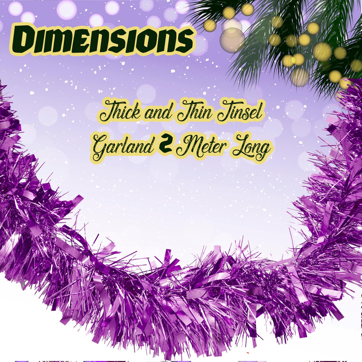 Chunky Tinsel Garland 2m - Christmas Tree Decoration