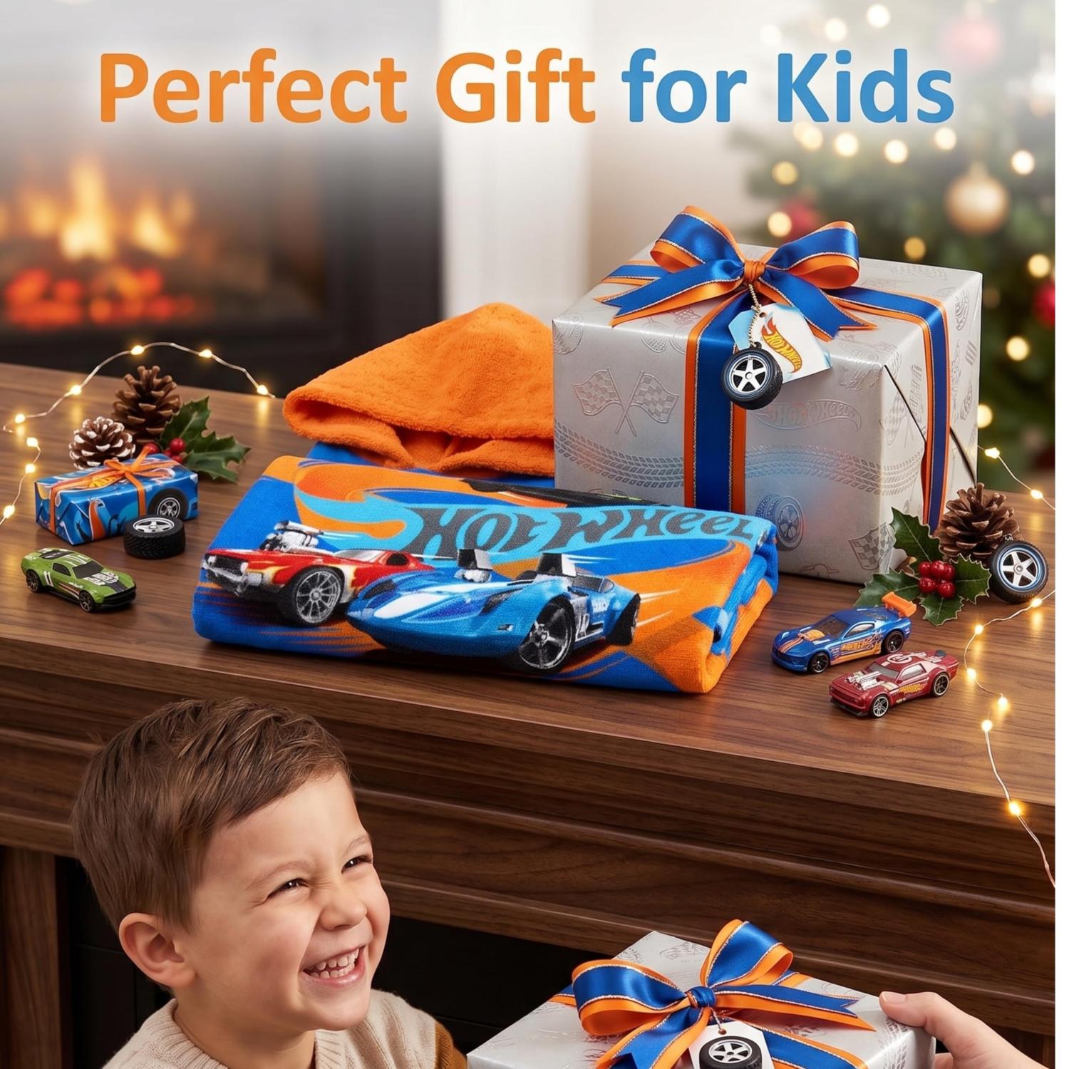 Kids Hooded Towel Poncho Cotton 120cm - Assorted