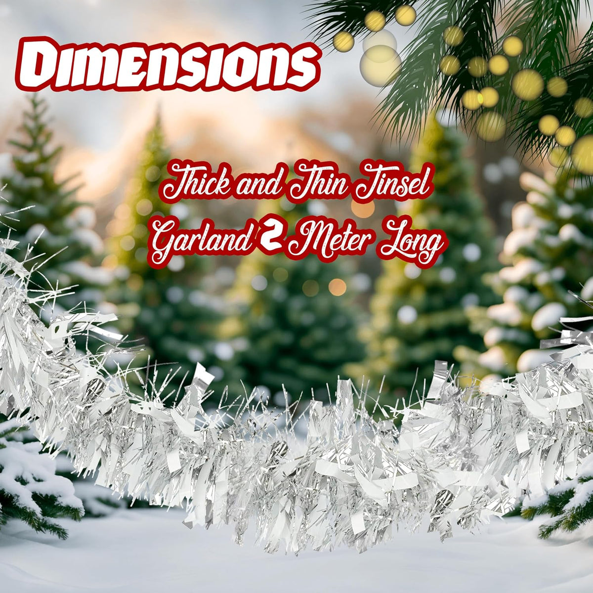Chunky Tinsel Garland 2m - Christmas Tree Decoration