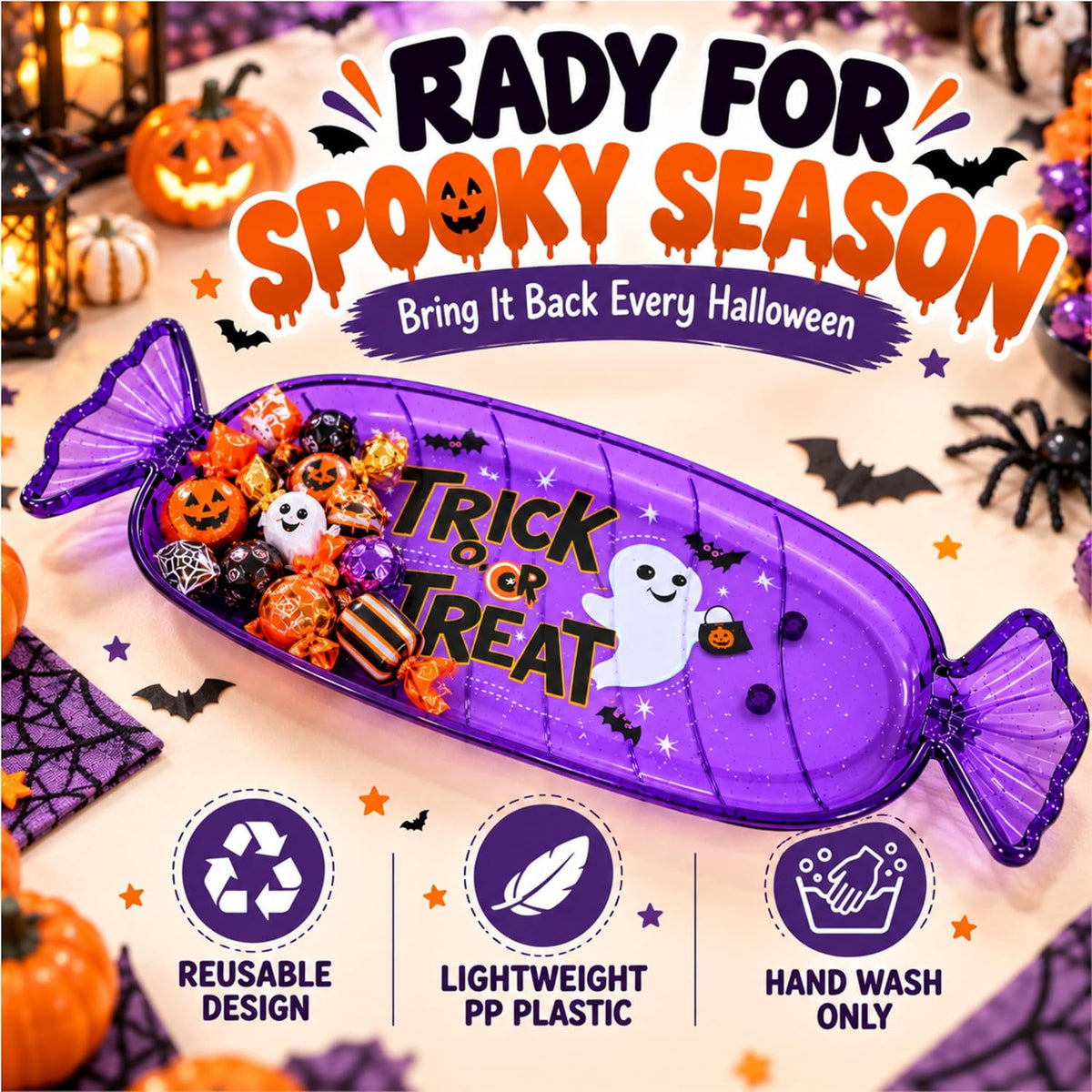Halloween Candy Plate Purple 35cm
