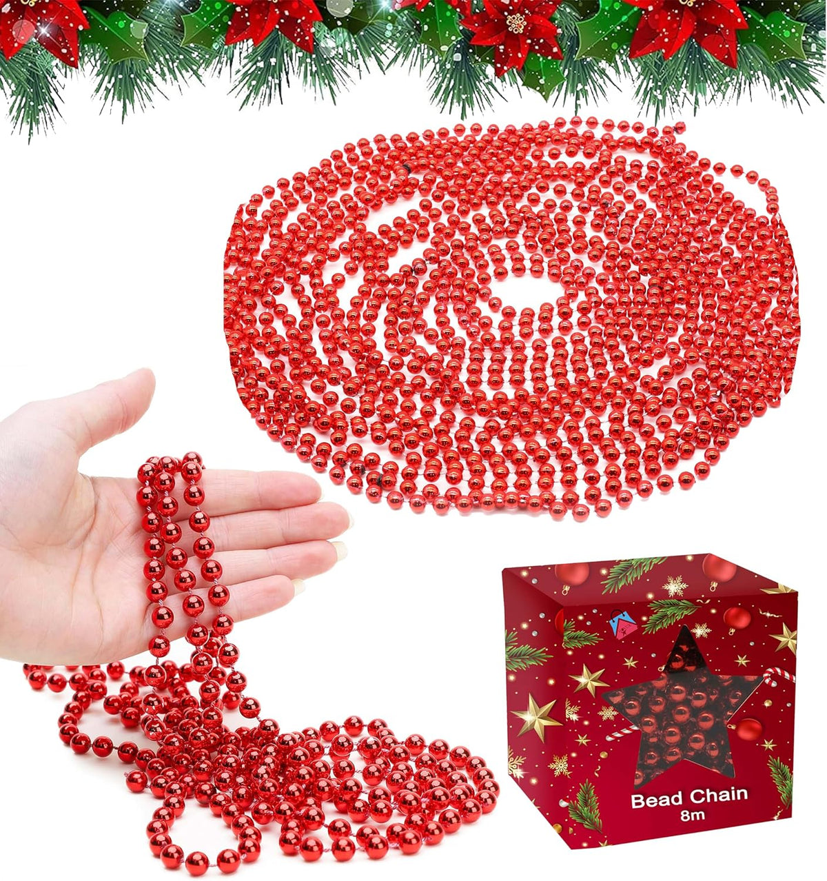 Shiny Bead Garland 8m Christmas Decoration