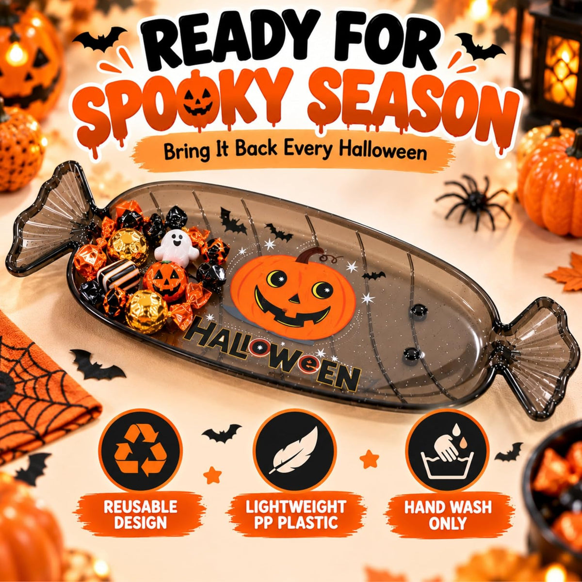Halloween Candy Plate Black 35cm