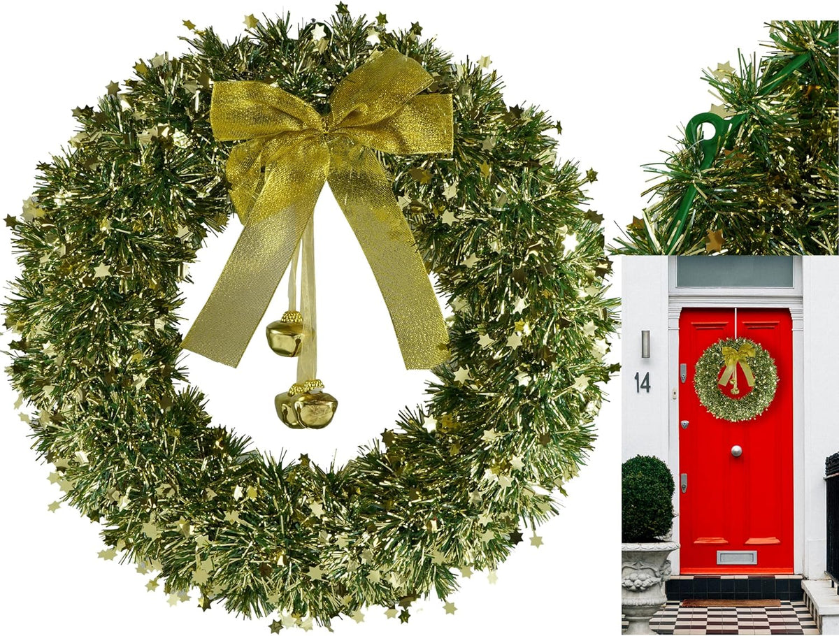 Christmas Tinsel Wreath for Front Home Door Hanging 40cm