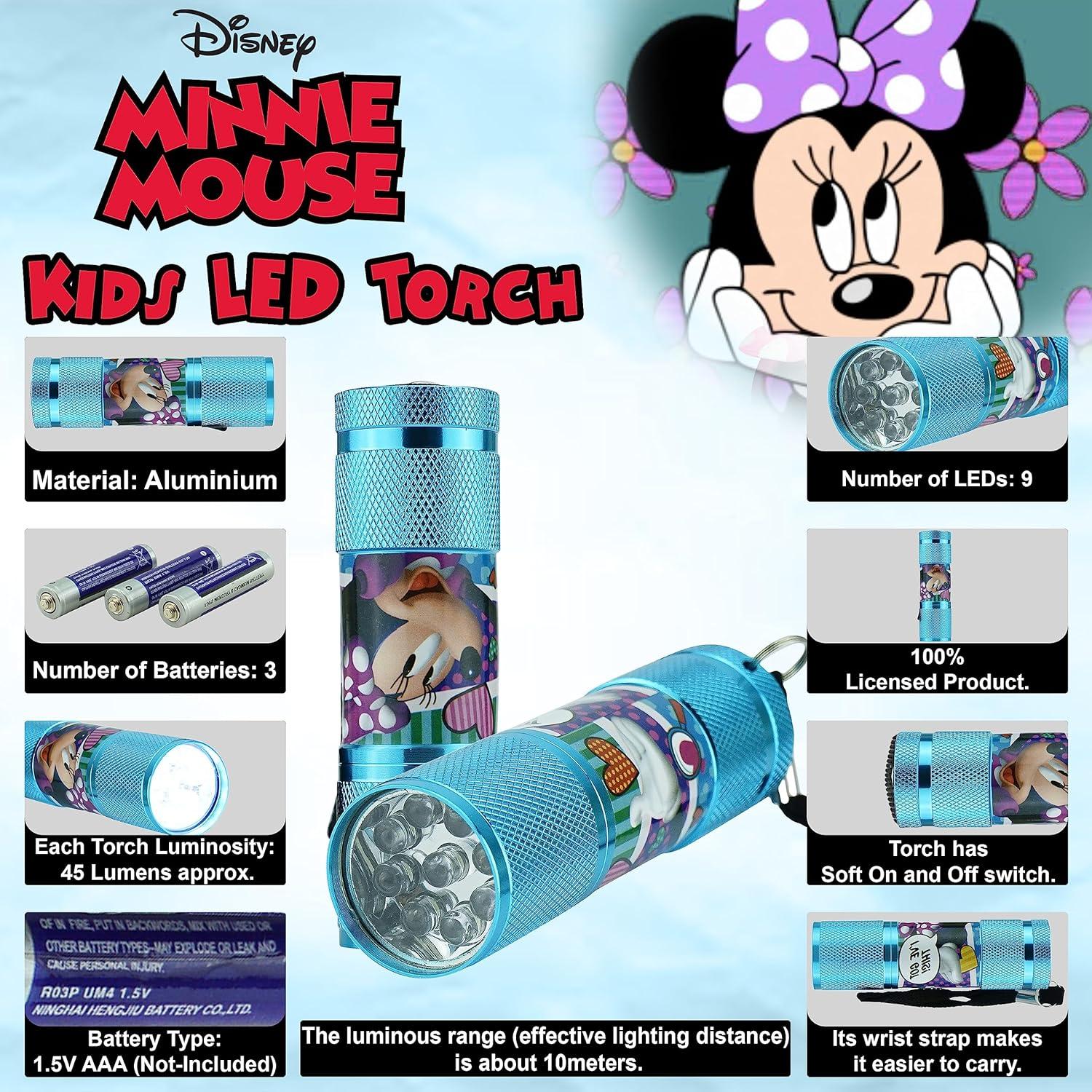 Minnie Mouse 9 LEDs Aluminium Torch for Kids - Assorted