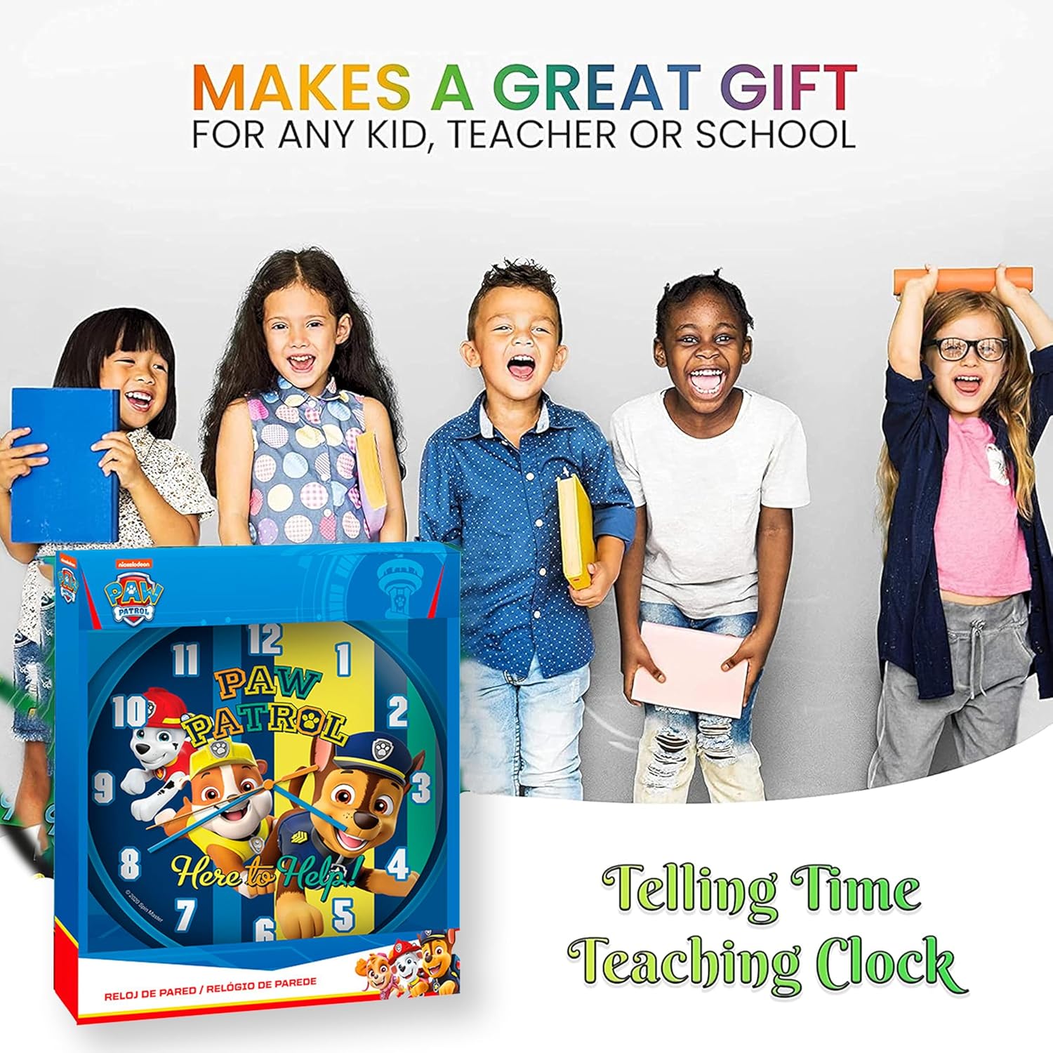 Children Modern Wall Clock Battery Operated, Wall Decor Gift for Kids