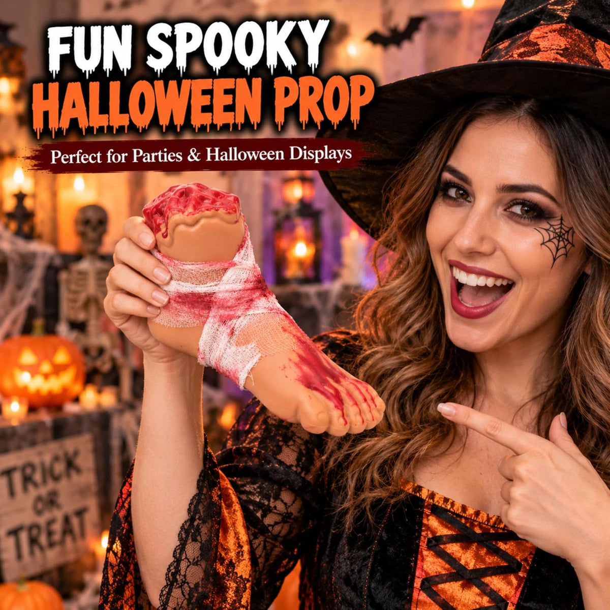Halloween Bloodied Severed Foot Decorations 19cm