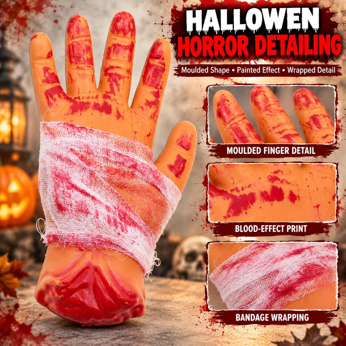 Halloween Bloodied Severed Hand Decorations 23cm