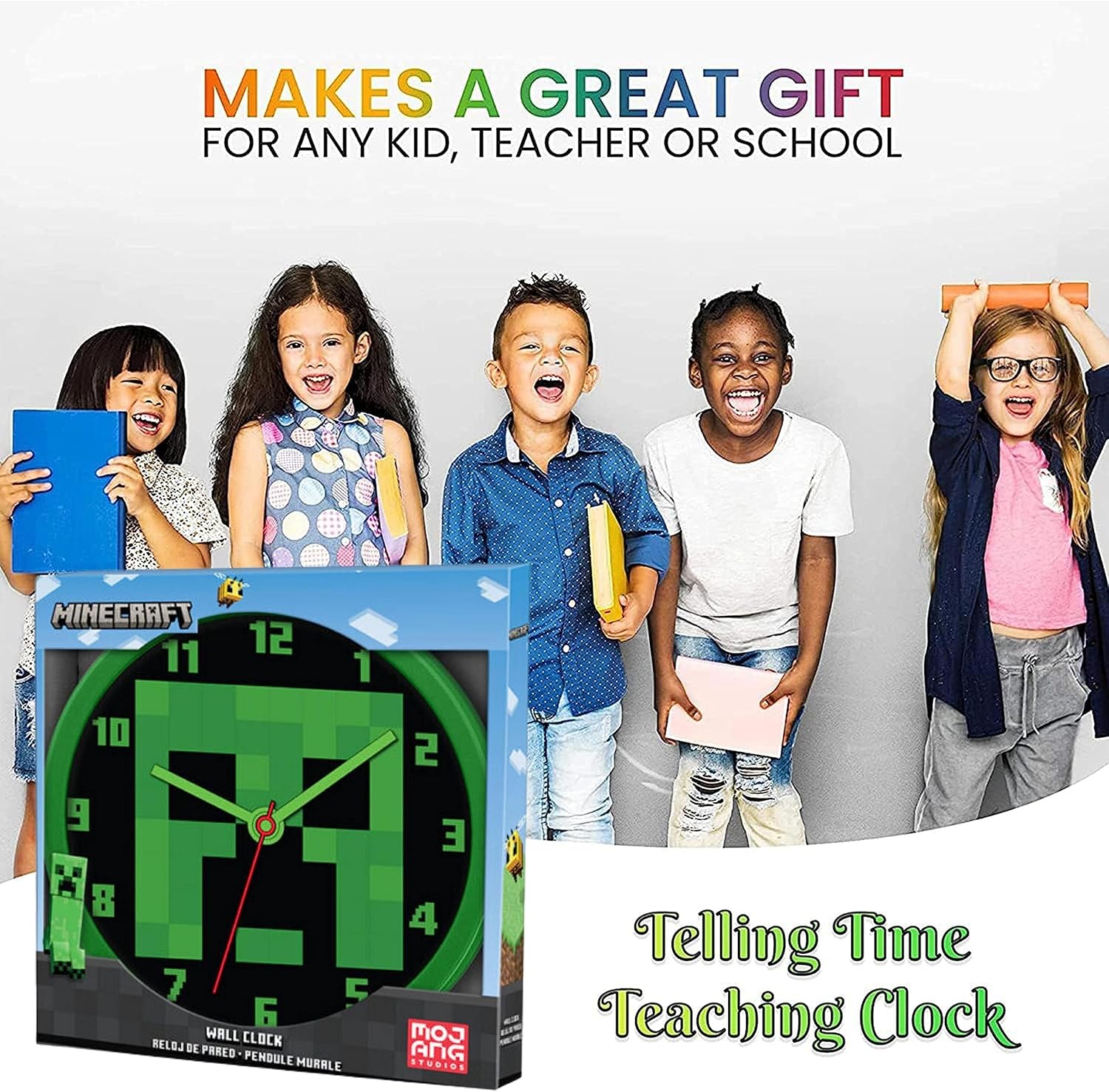 Children Modern Wall Clock Battery Operated, Wall Decor Gift for Kids