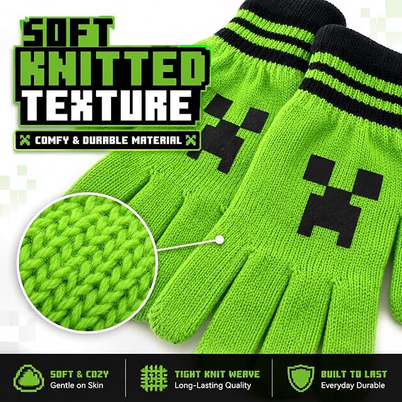 Kids Knitted Bobble Hat & Gloves Set